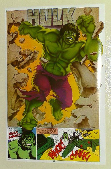 Vintage ORIGINAL 1977 Incredible Hulk 35x23 Marvel Comics pin-up poster 1:1970\'s