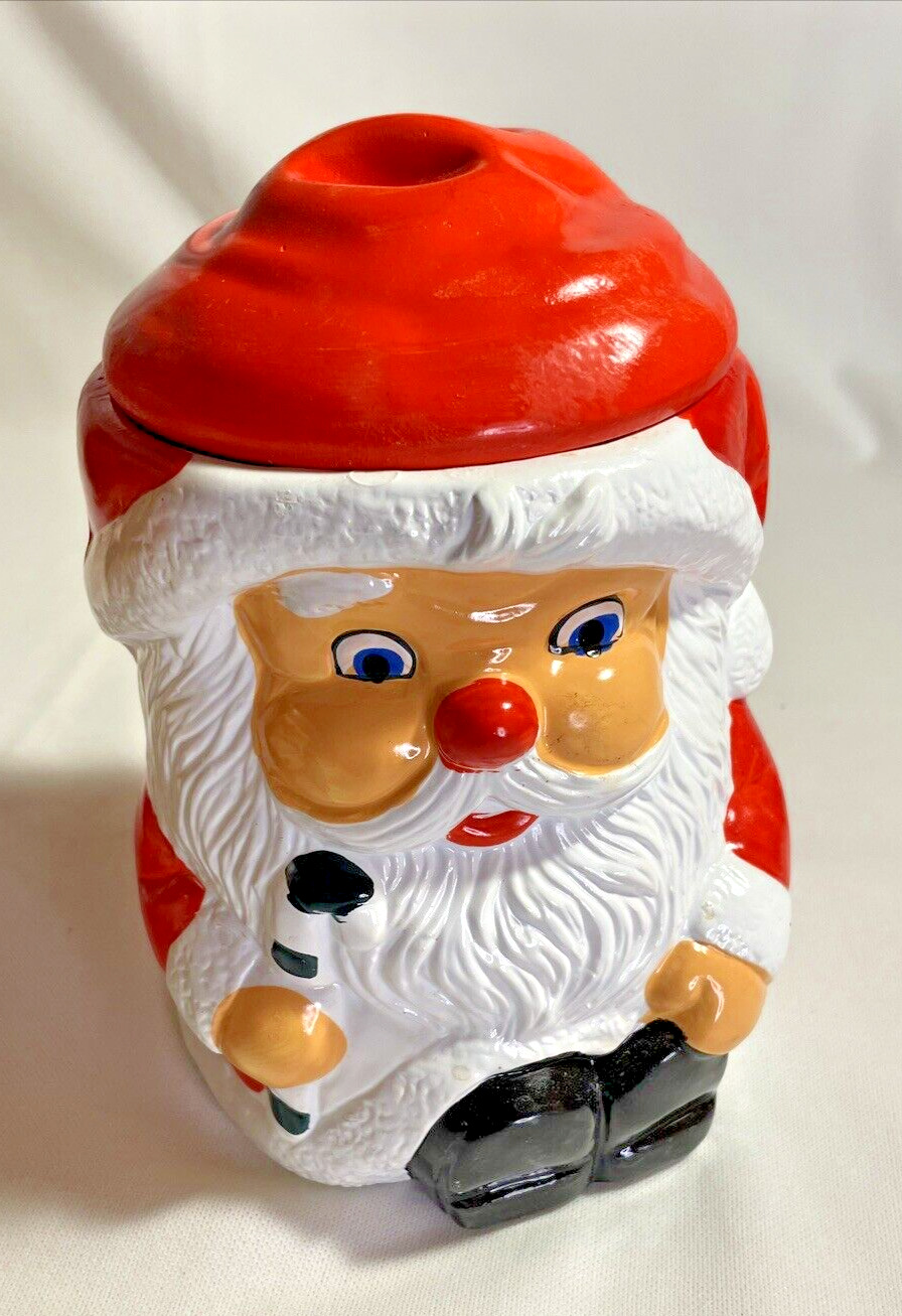 Vintage Christmas Ceramic Santa Cookie Jar