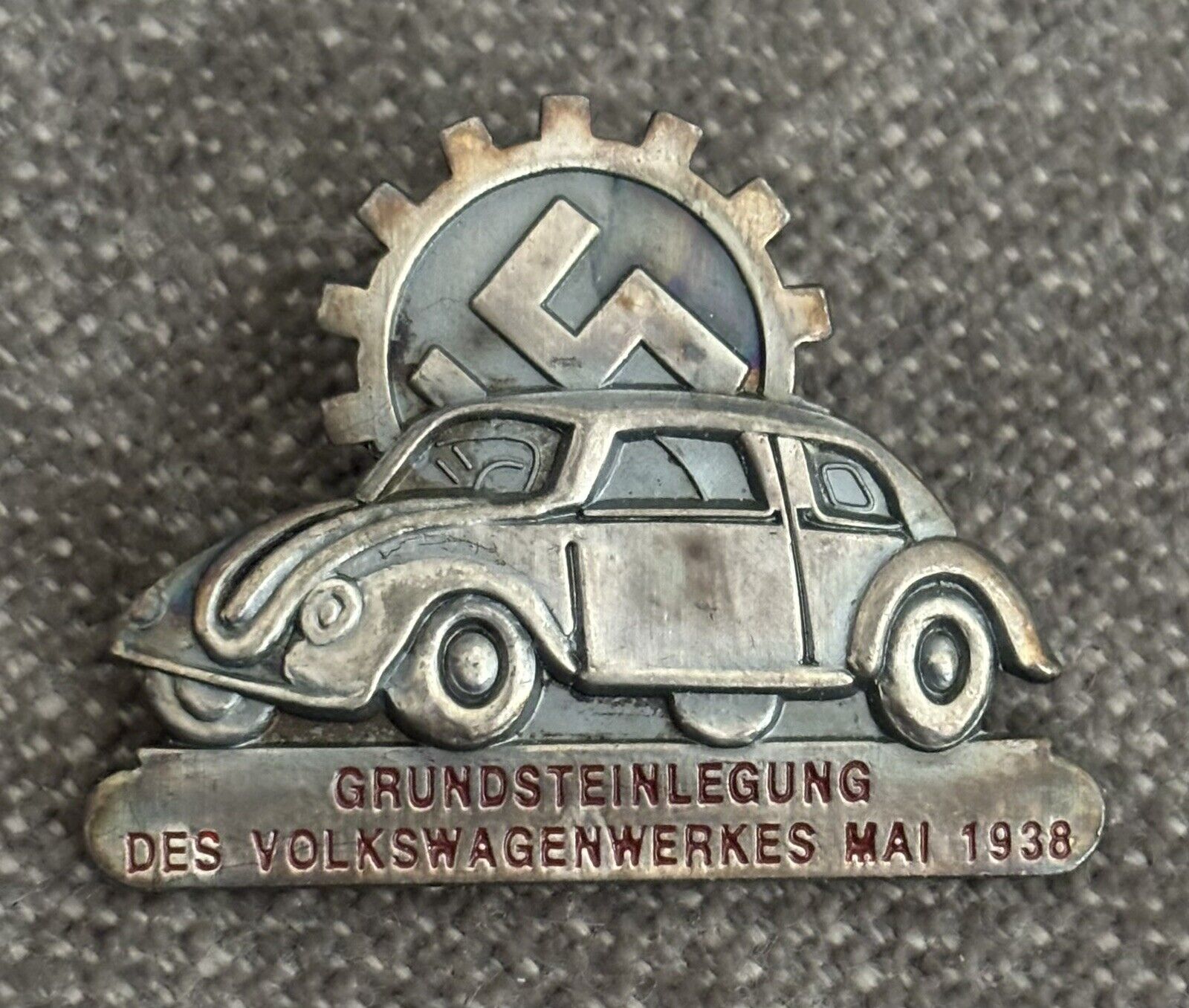 RARE Grundsteinlegung Des Volkswagenwerkes Mai 1938 German Pin
