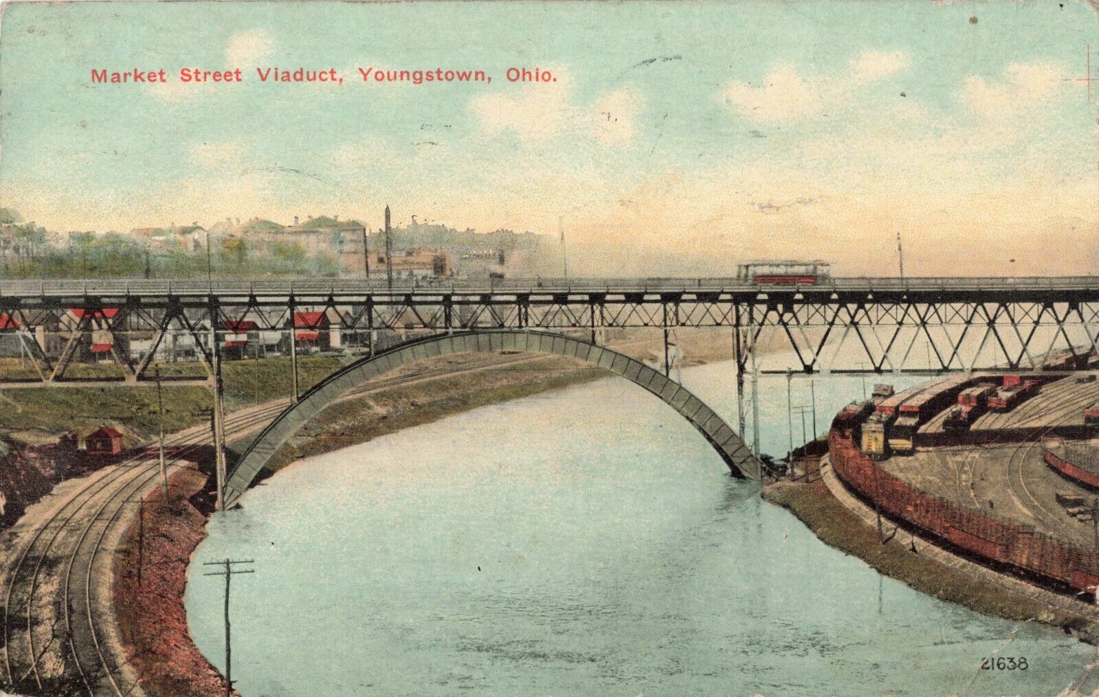 Youngstown OH Ohio, Market Street Viaduct Bridge, Vintage Postcard