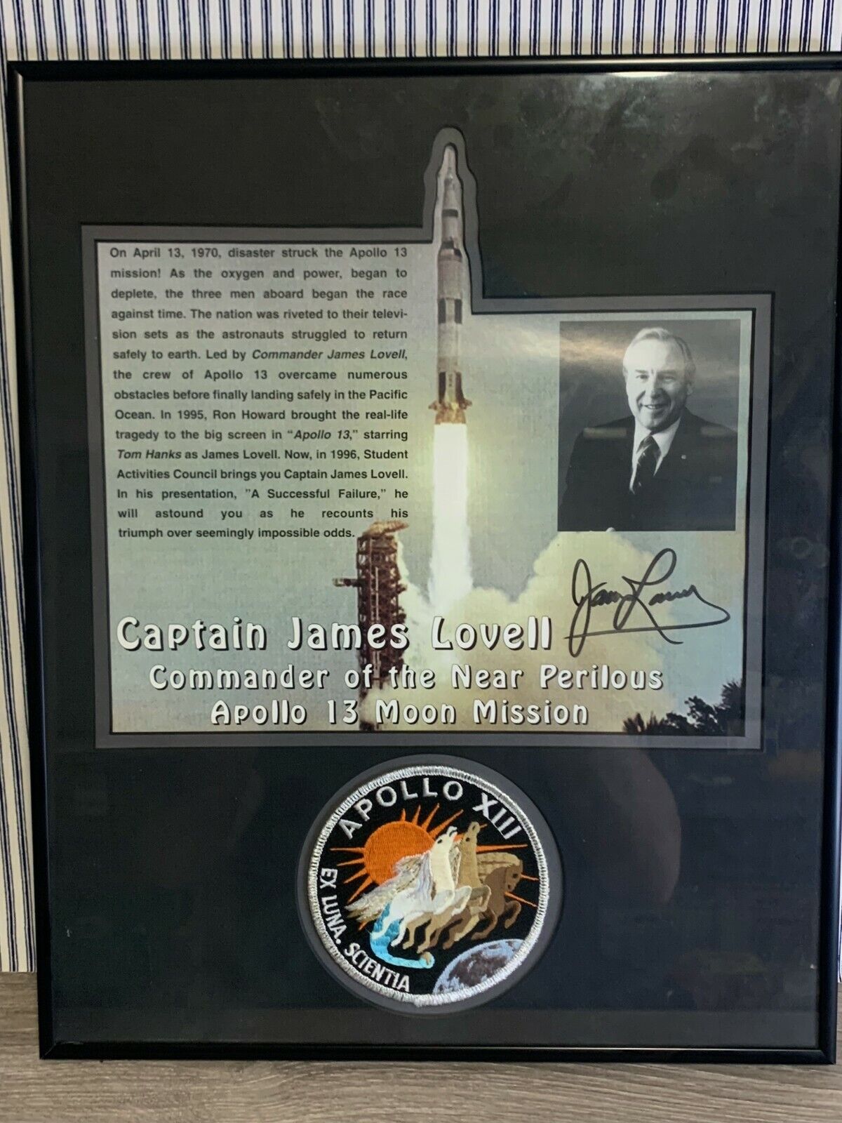 James Jim Lovell NASA Hand Signed 8x10 Photo Apollo 13 CDR Astronaut