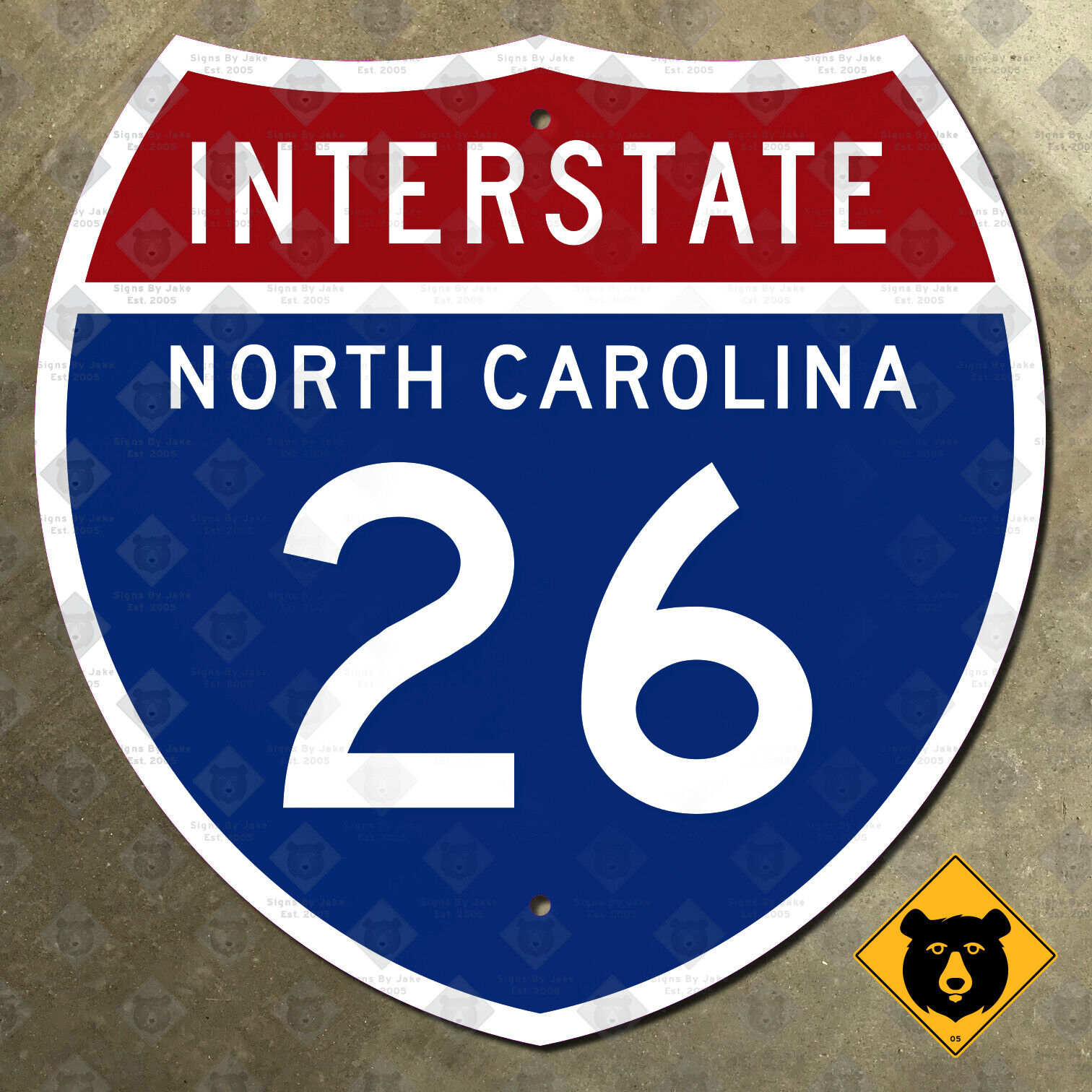 North Carolina Interstate 26 highway route sign shield 1957 Asheville 12x12