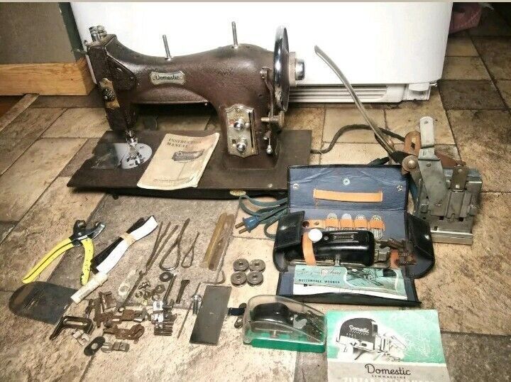 Antique 40s Domestic Rotary Electric Sewing Machine w/Extra Parts (Works Great)