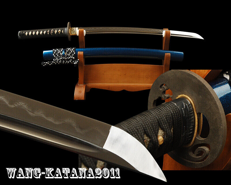 30'' Clay Tempered Folded T10 Wakizashi Sharp Japanese Samurai Sword Full-tang