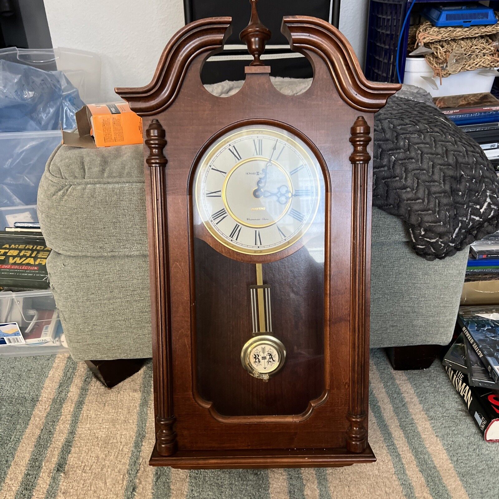 Vintage Howard Miller Quartz Clock Pendulum Westminster Movement Tested Works