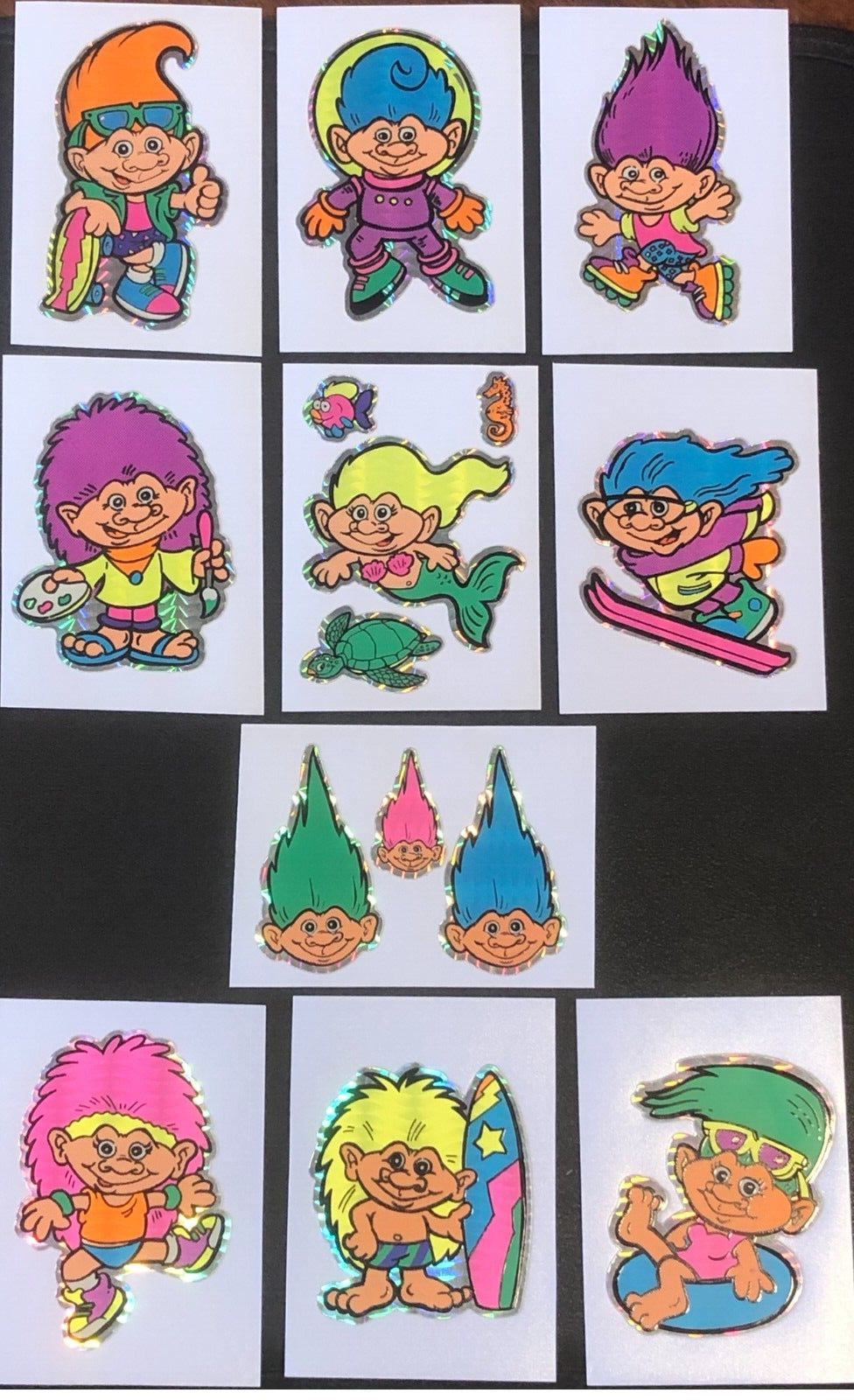 Troll Dolls Full Color 10 Card Sticker Hologram Set 