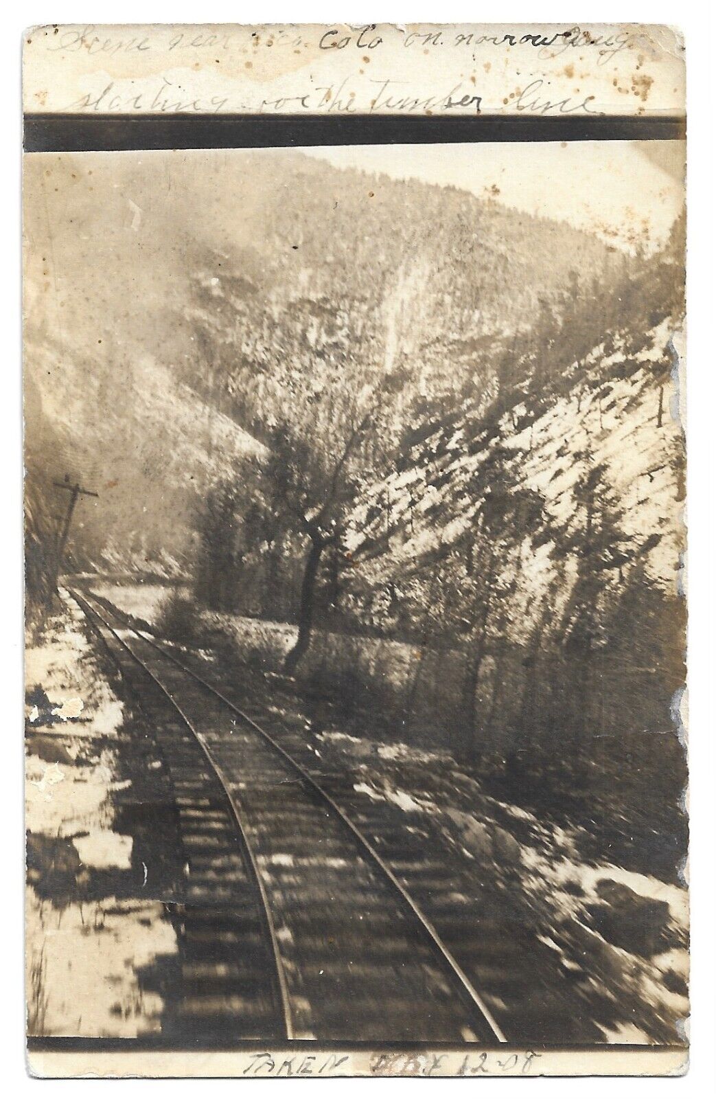 Railroad Scene, Postmarked New Castle Colorado, Antique RPPC Photo Postcard