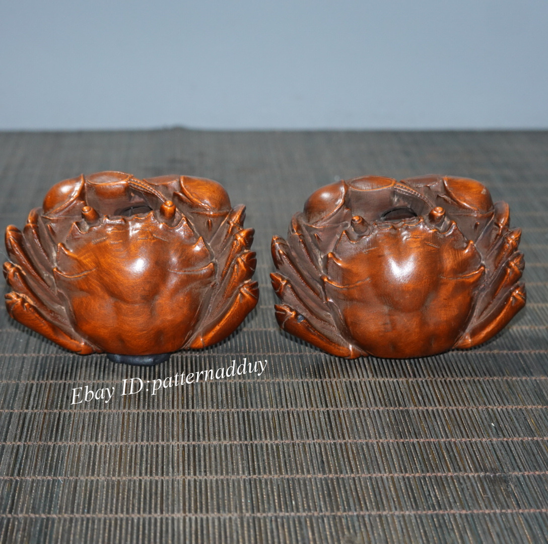 Antique Wood Carving Brings Wealth From All Directions, A Pair of Boxwood Crabs