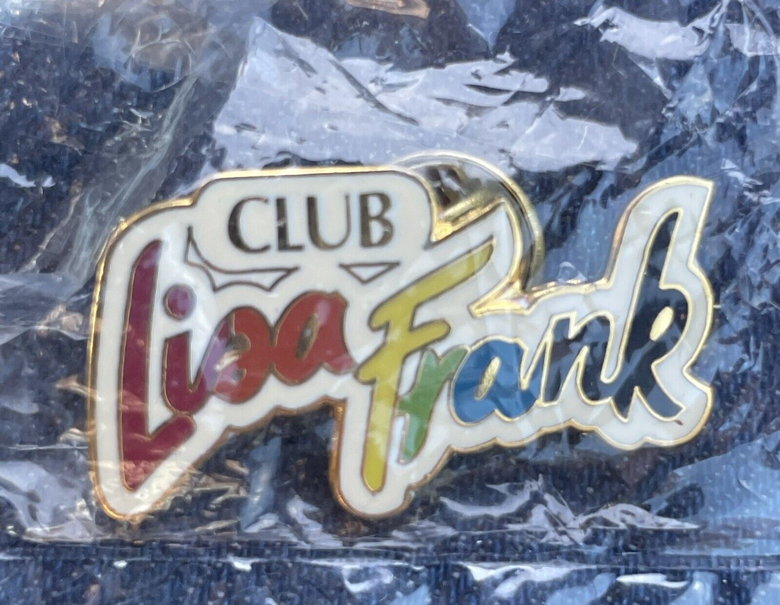 Vintage Club Lisa Frank rainbow enamel pin in original packaging NOS