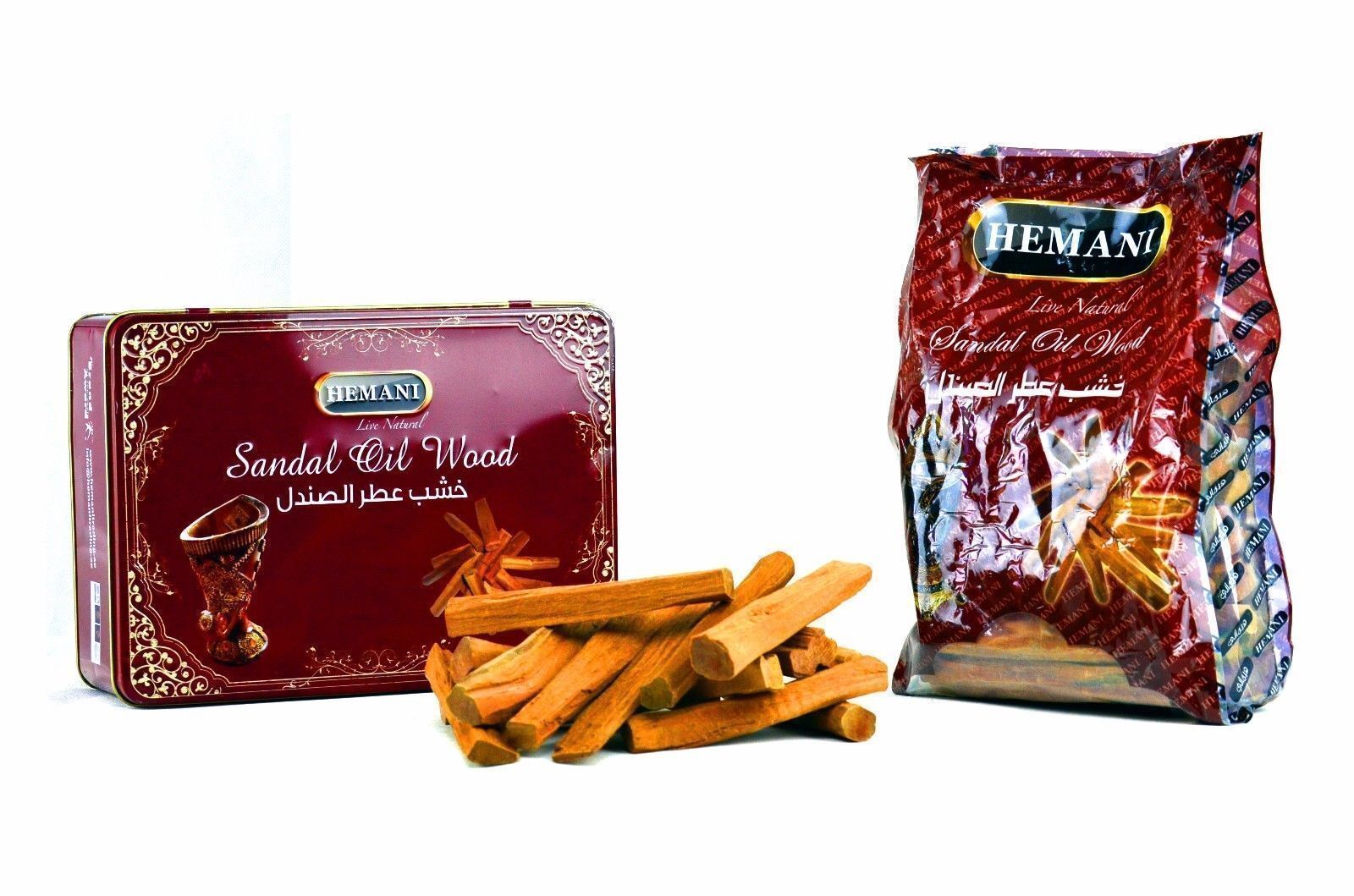 Hemani Sandal Oil Wood Box - 1000g - Sticks - 100% Natural Sandalwood Incense