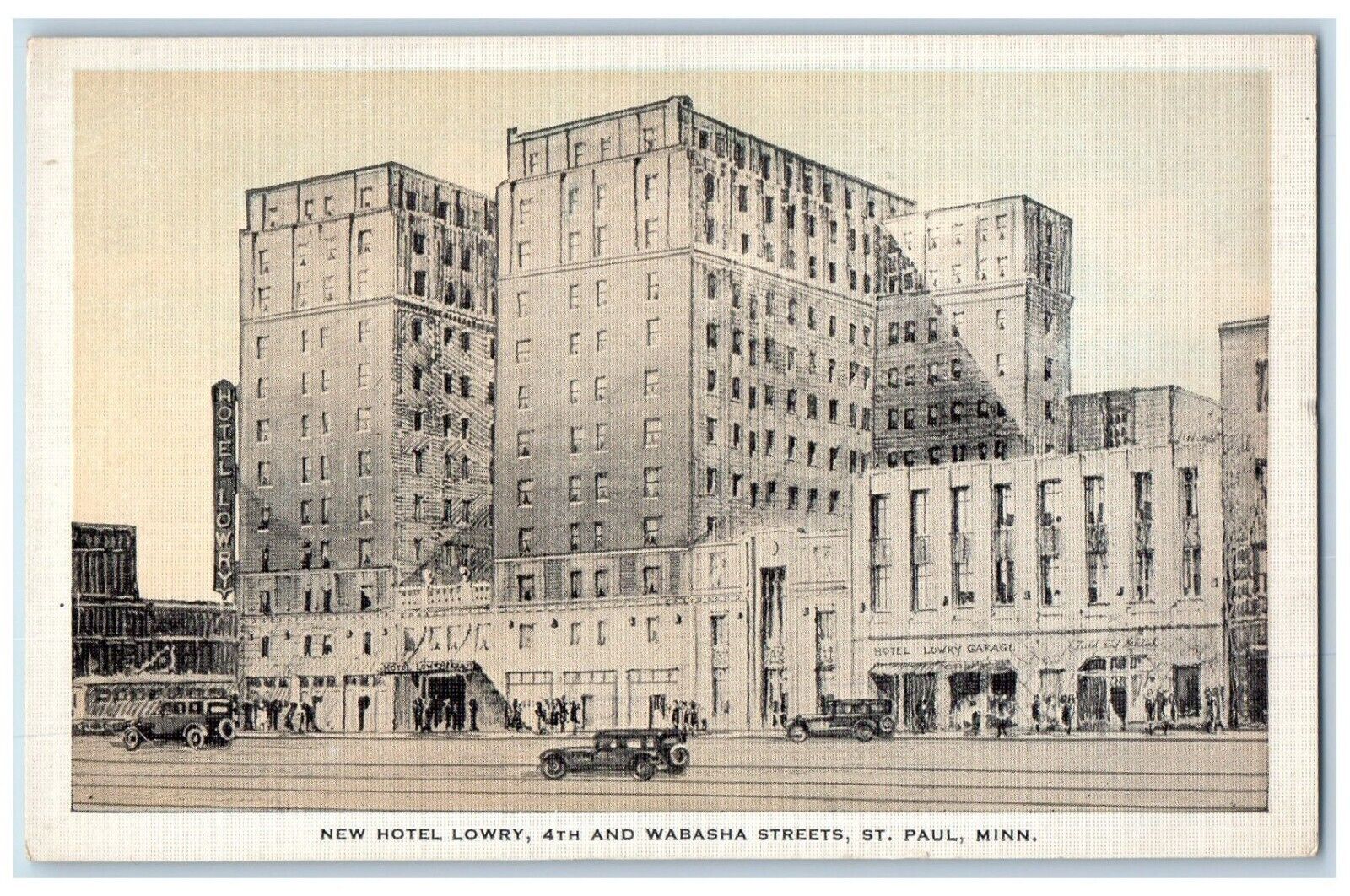 1938 New Hotel Lowry 4th and Wabash Street St. Paul Minnesota MN Postcard