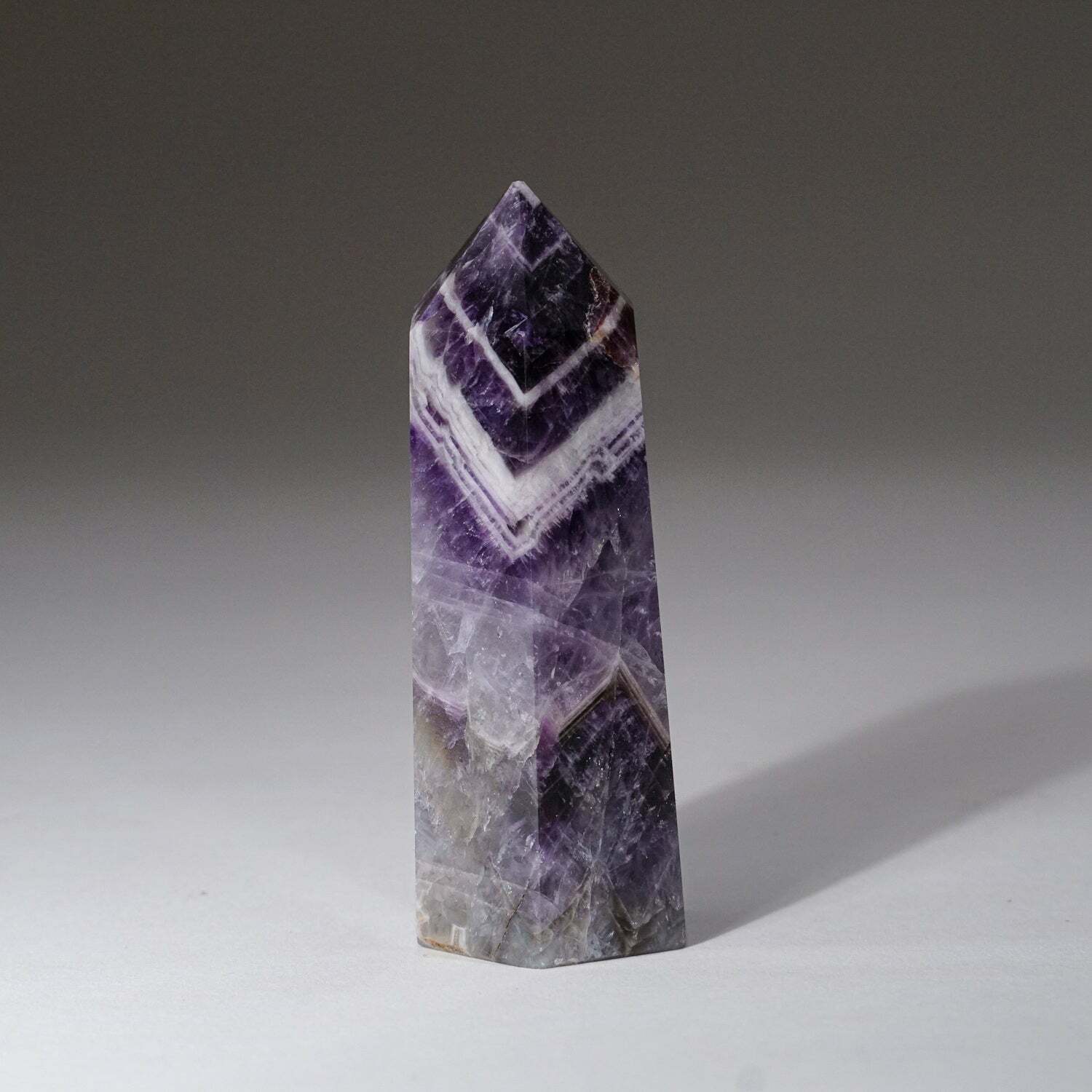 Polished Chevron Amethyst Point from Brazil (146.2 grams)