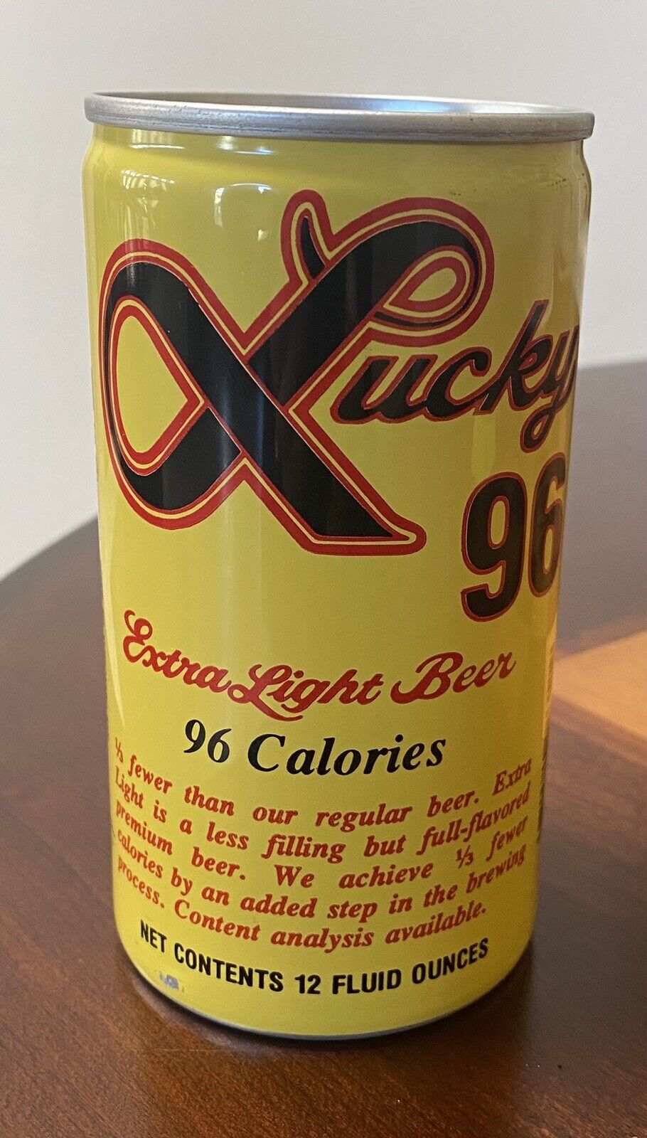 Lucky 96 Extra Light General Brewing Pull Tab Beer Can Top Opened Empty