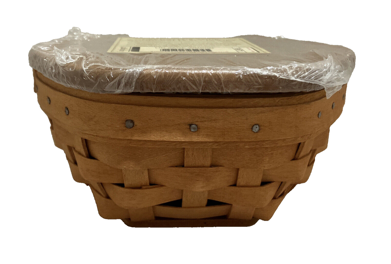 Longaberger Sage Hexagon Basket With Lid & Liner 6 inch 2001 Handwoven NEW