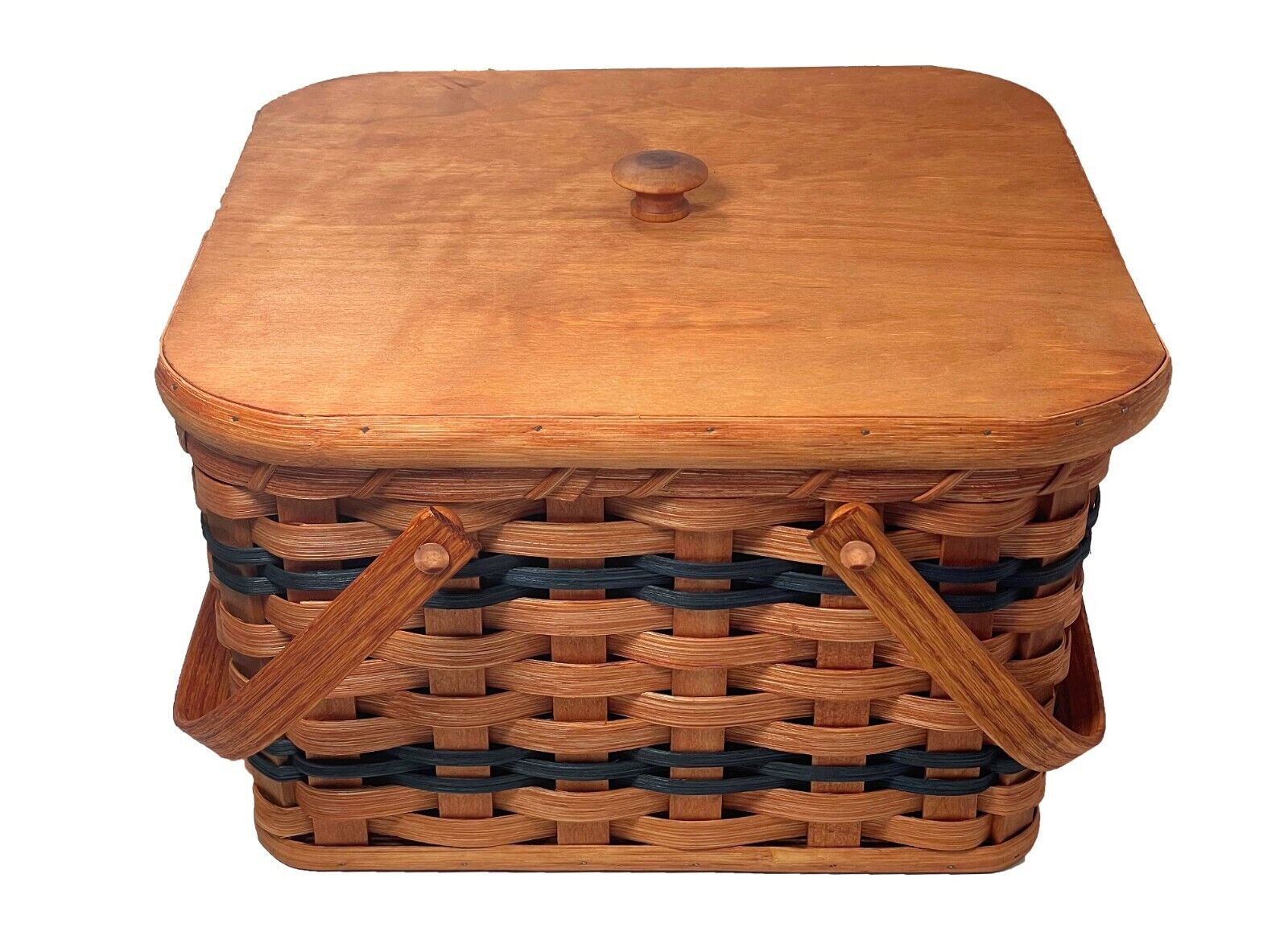 Amish Pie Carrier Large Size Basket Hard Bottom Woven Swinging Handles