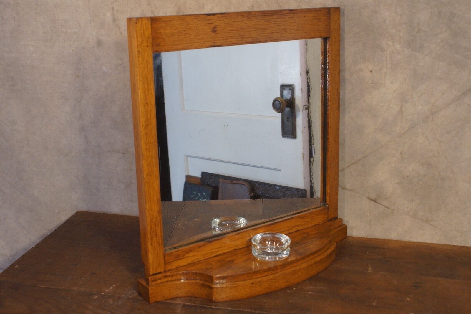 Antique Toilet Shaving Mirror Glass Insert Drain Hole 18\