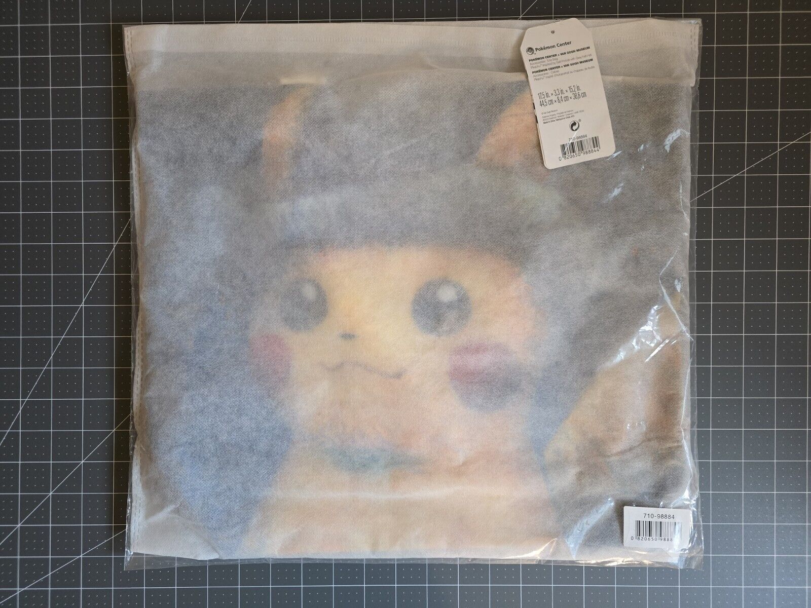 Pokemon Center Van Gogh Museum Pikachu Grey Felt Hat Canvas Tote Bag New Sealed