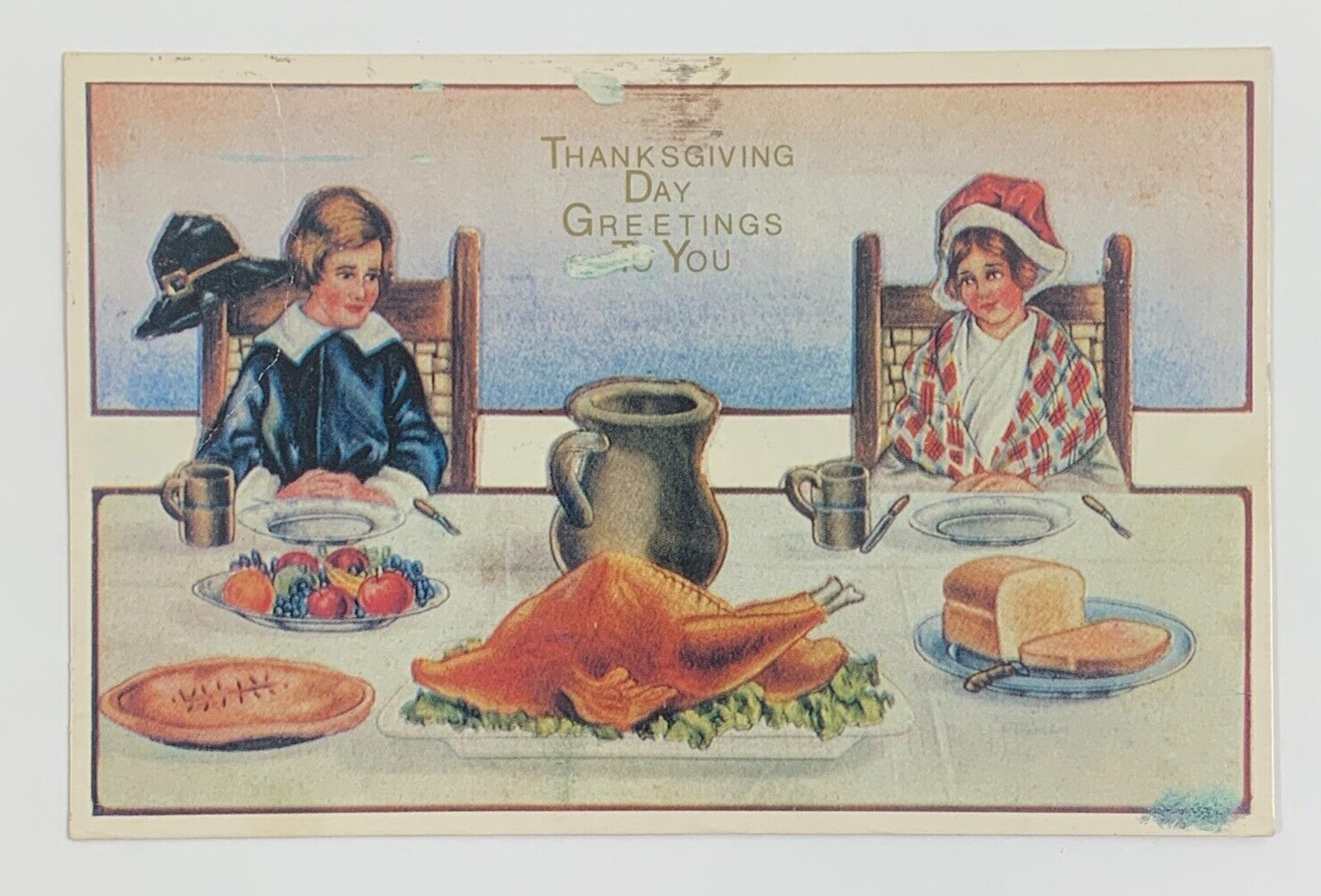 Thanksgiving Day Greetings to You Postcard Vintage Used Posted