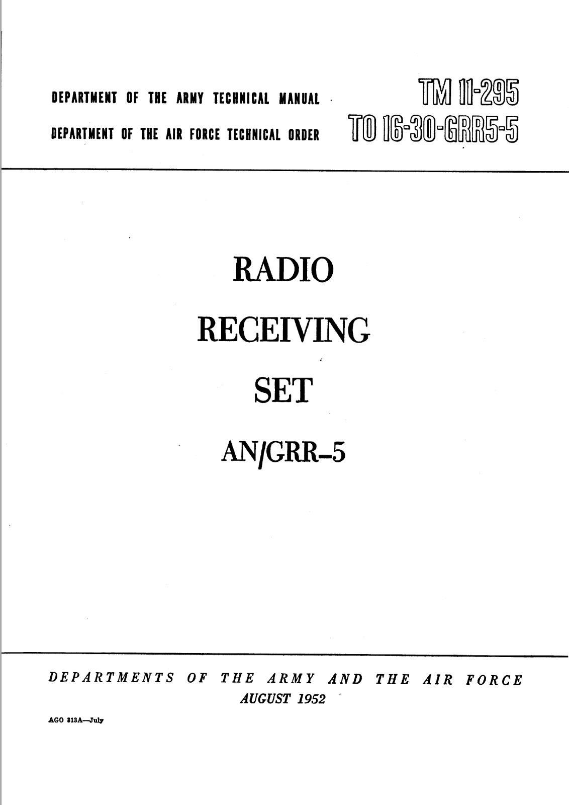 129 Page 1952 TM 11-295 AN/GRR-5 PP -308/URR Radio Receiving Set Manual on CD