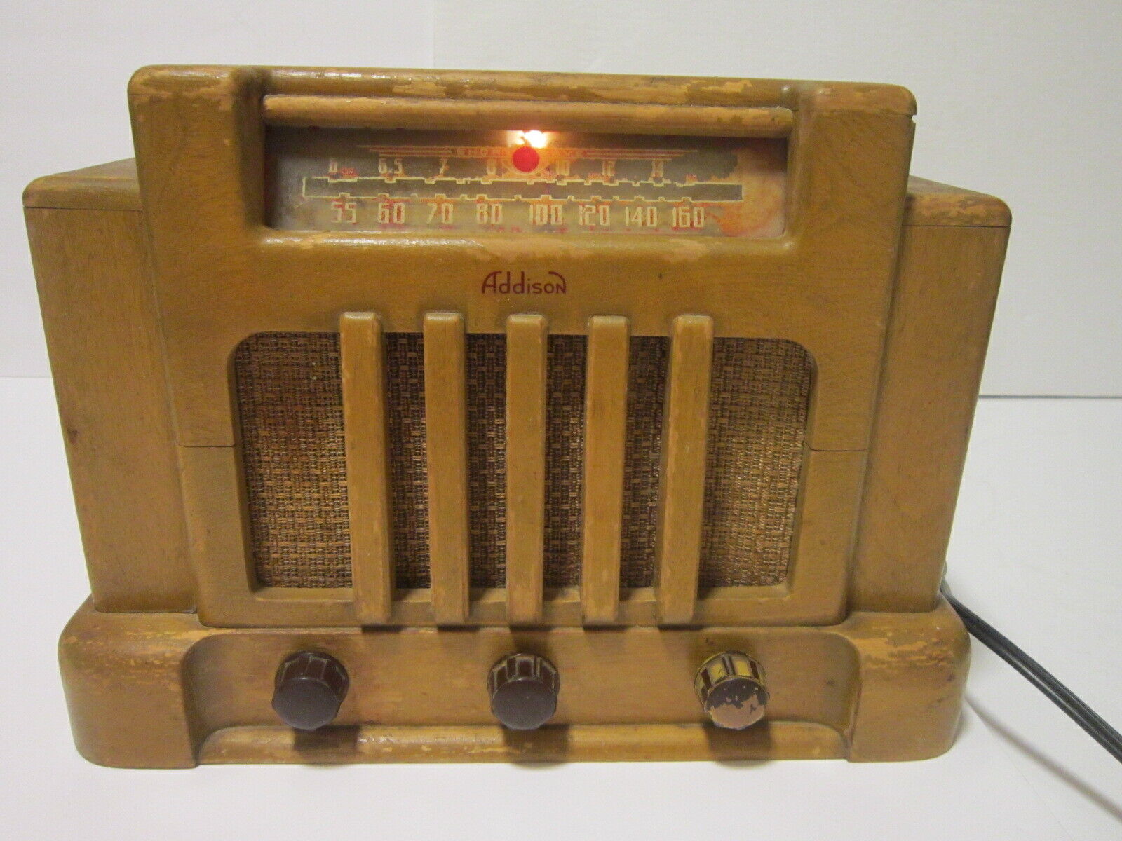 Very Rare Antique Addison Industries Model 5C Wooden Tube Radio