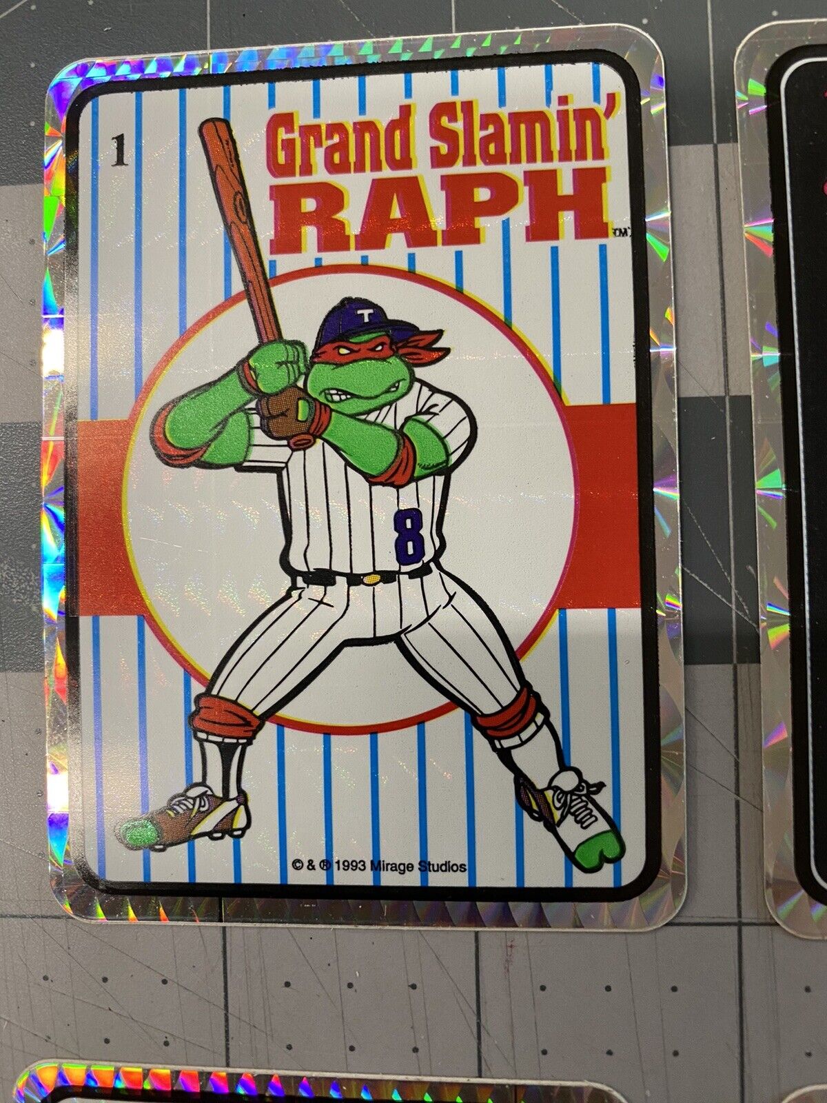1993 Teenage Mutant Ninja Turtles Raphael RARE Vending Prism Sticker TMNT