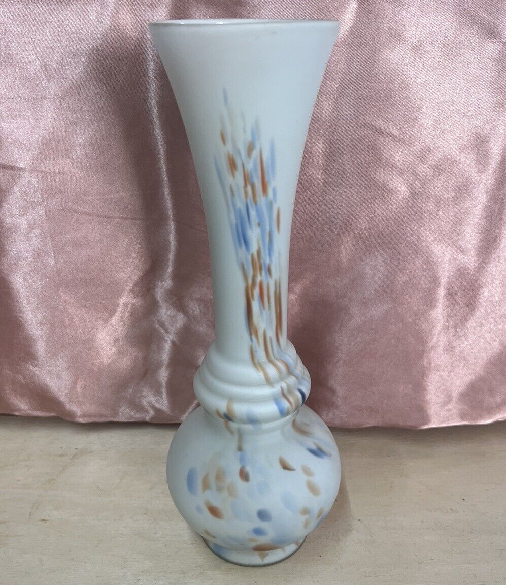 Satin Finish Pale Blue & Brown Vase Made In Peru