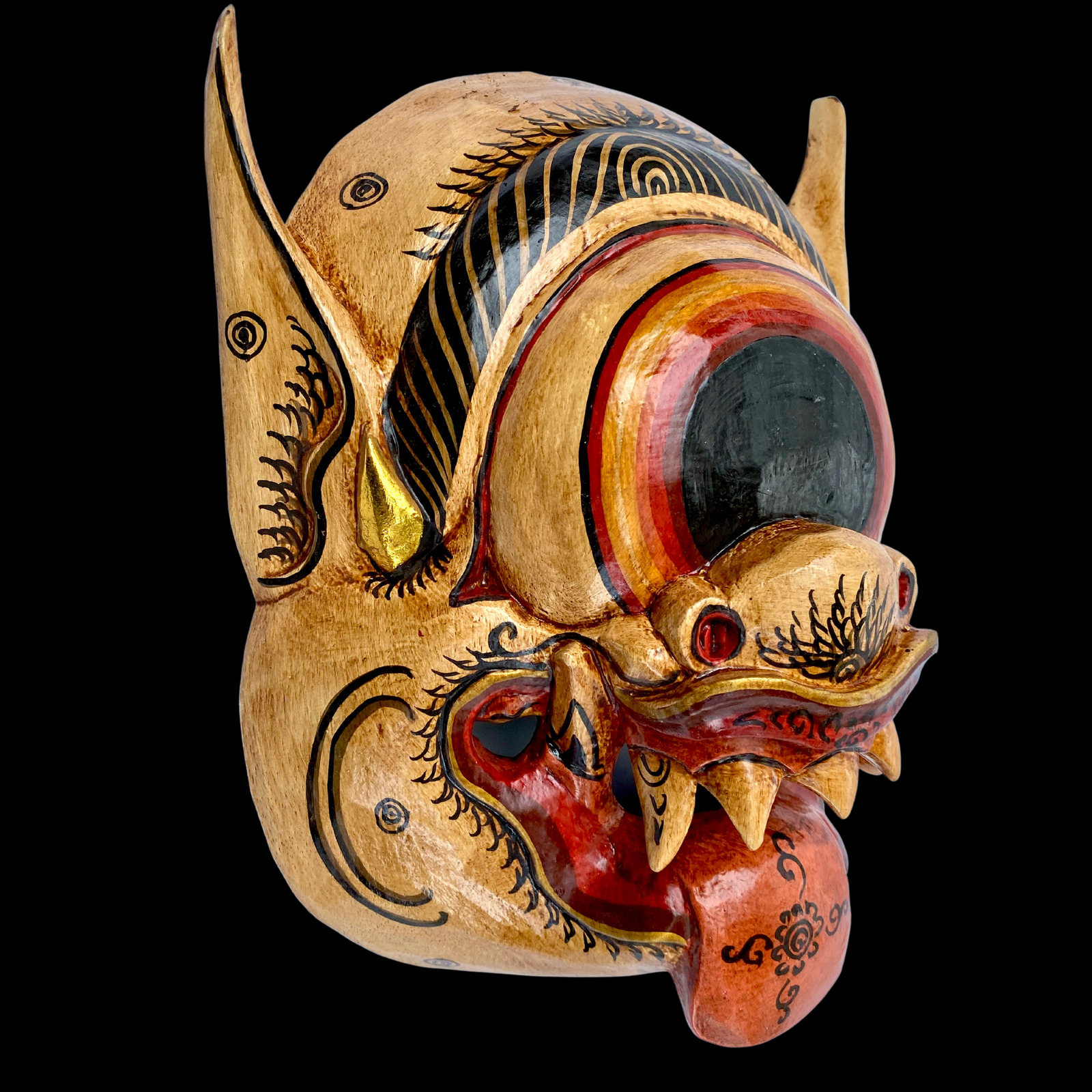 Balinese Mata Besek Mask Cyclops One Eyed Demon Bali Folk Art Hand carved wood