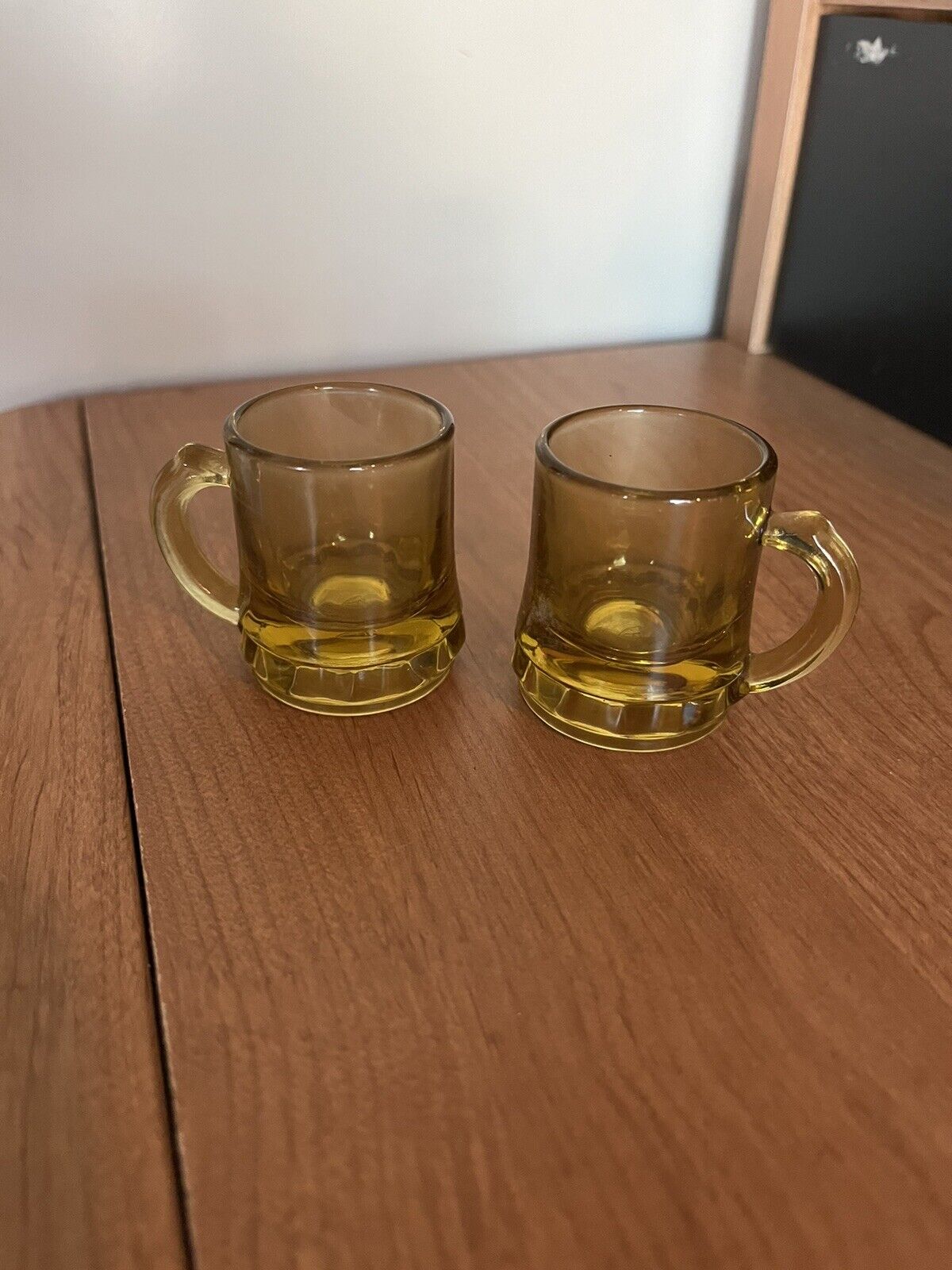 Set of 2 Vintage Federal Glass Mini Beer Mug Shot Glasses 2 Inch 1 oz