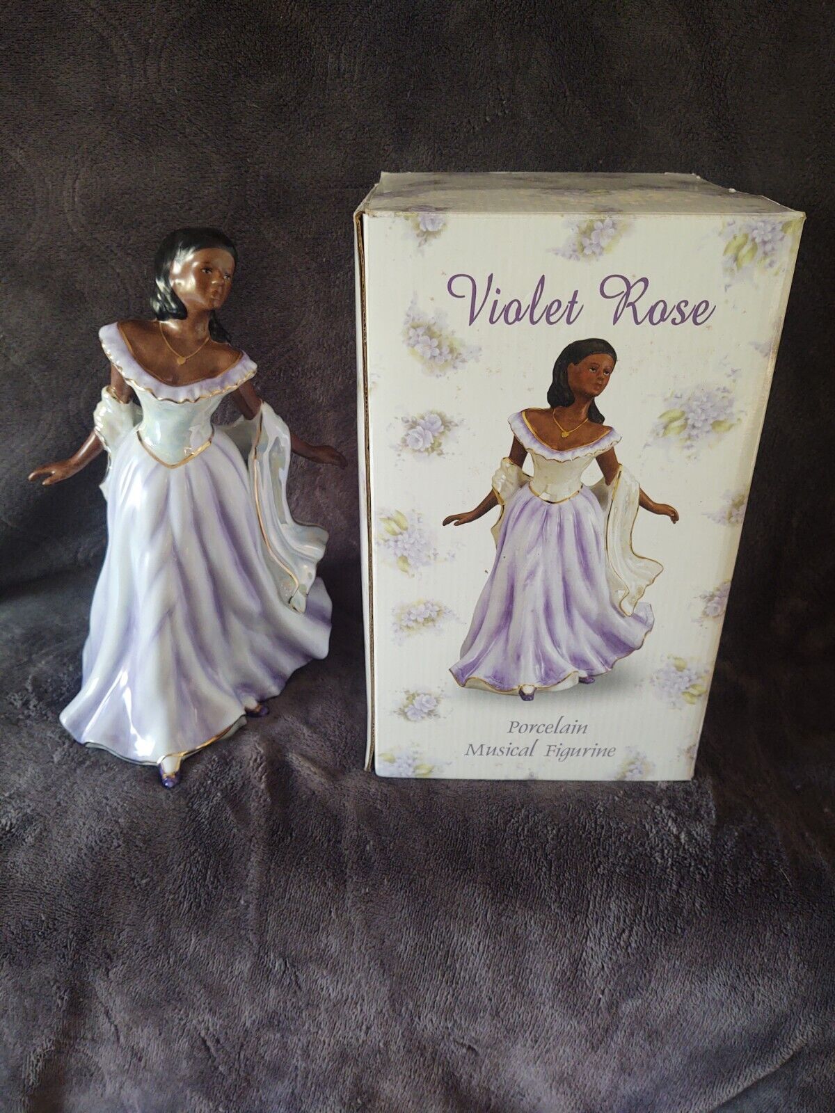Violet Rose Porcelain Musical Figurine-Works