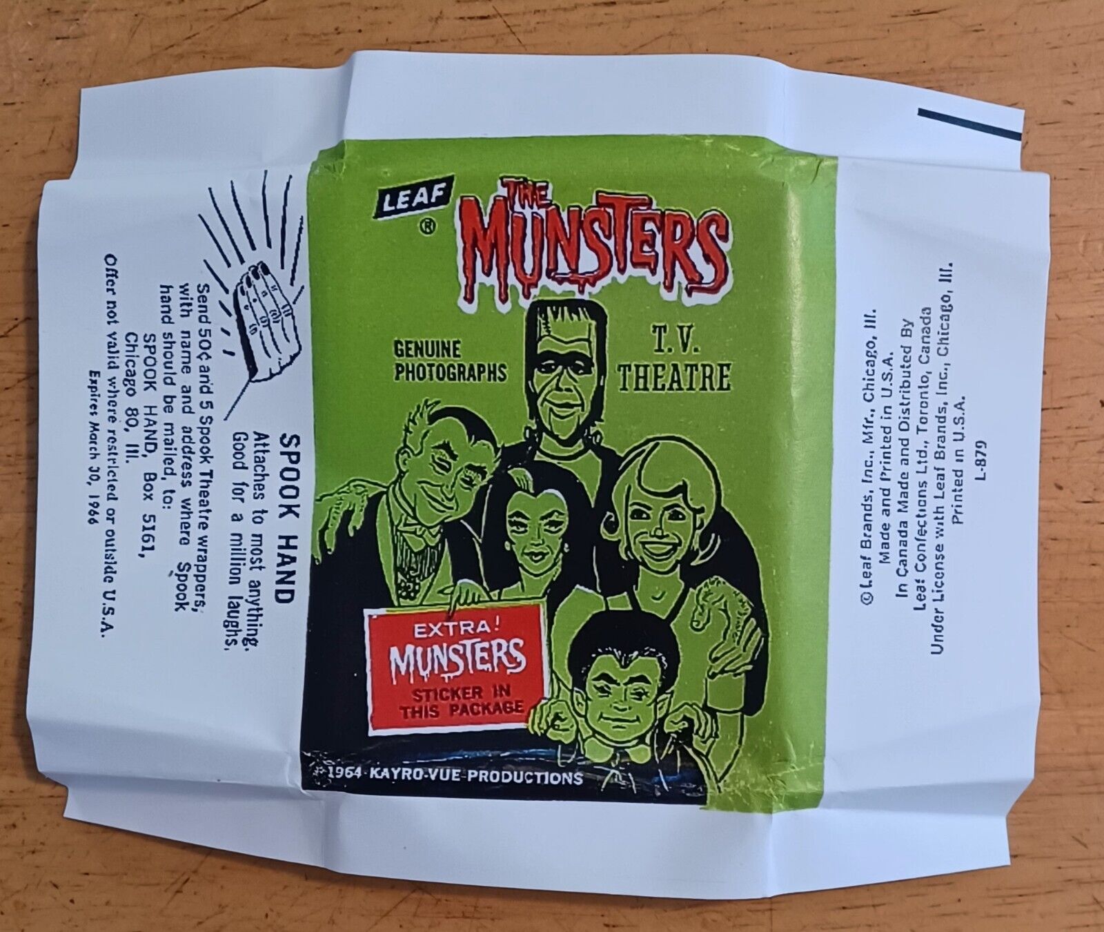1964 LEAF The MUNSTERS- 5 cent  Wrapper REPRINT