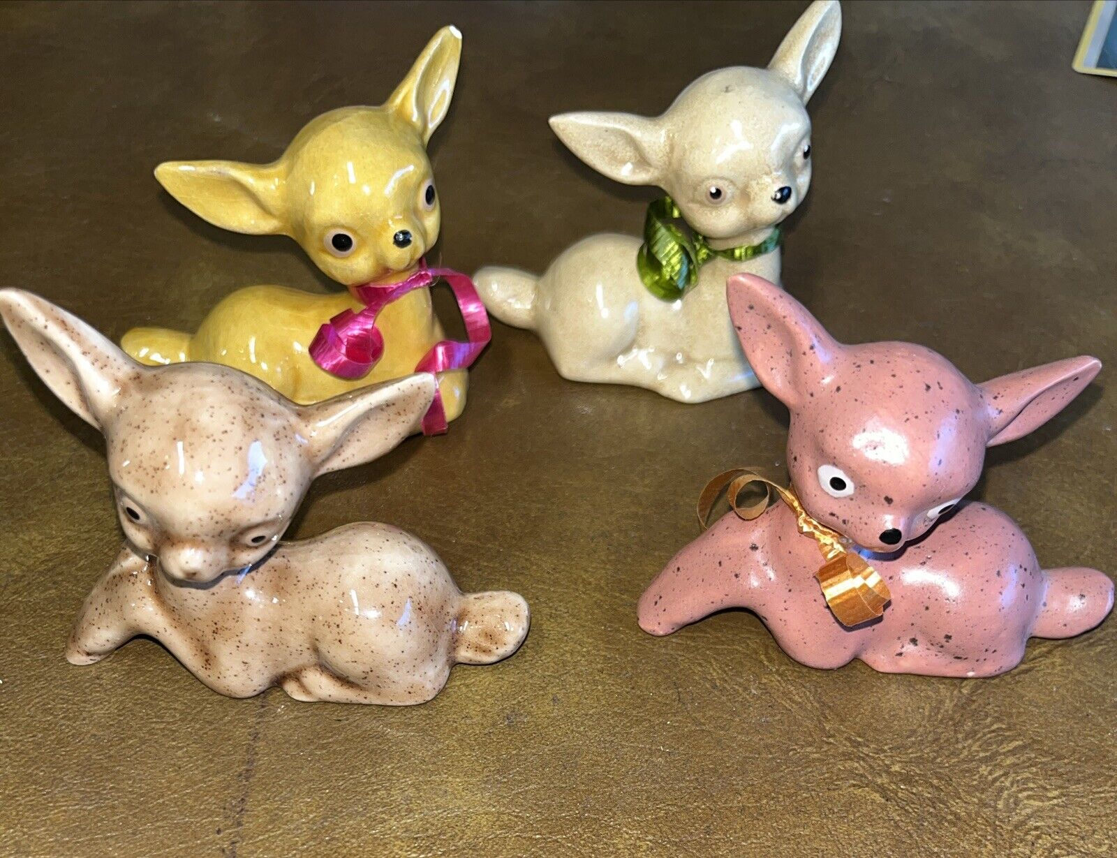 Vintage Porcelain Mini/Small Dog Chihuahua Figurines Lot Of 4