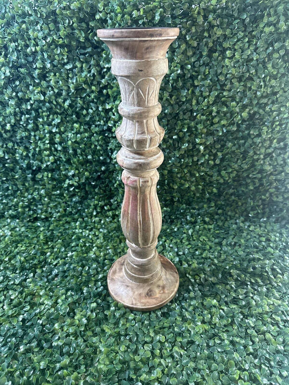 Vintage Candle Stick Holder Fluted Decor Antiqued Made In India 18 in Tall