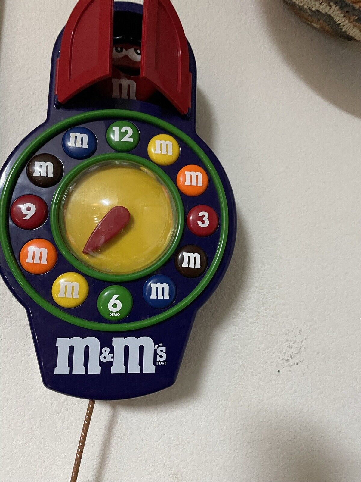 Vintage M&M’s Animated Pendulum Cuckoo Wall Clock w/ Yellow & Red M&M Characters
