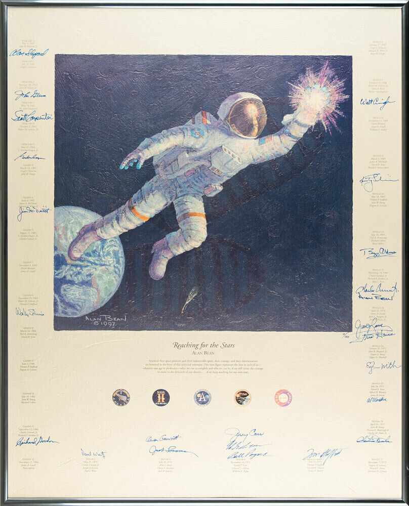 Alan Bean\'s Painting “Reaching for the Stars” - SIGNED by 24 Famous Astronauts