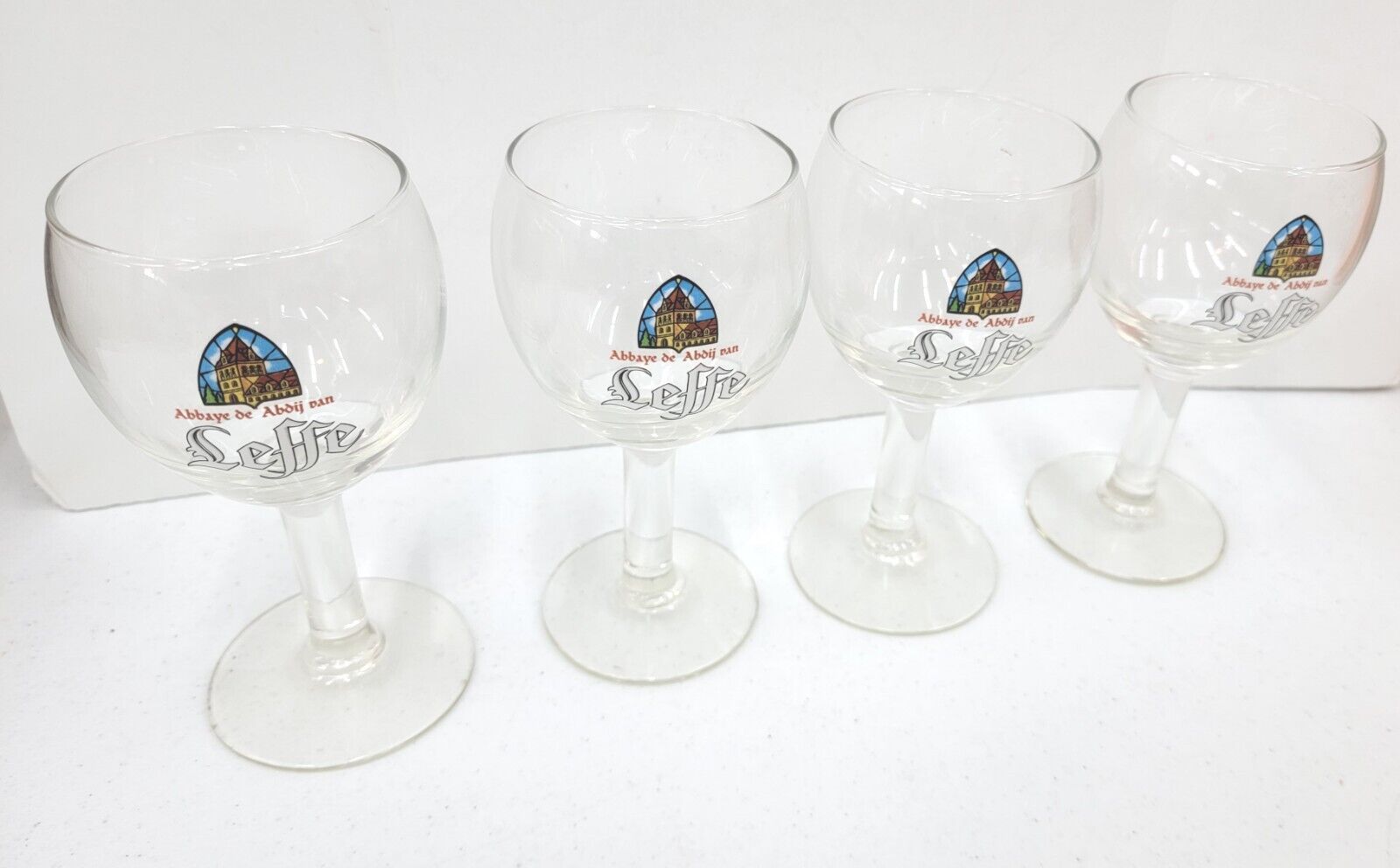 Set of 4 BELGIAN Leffe beer glass Made in Belgium 25 cl M14 0846 chalice thick