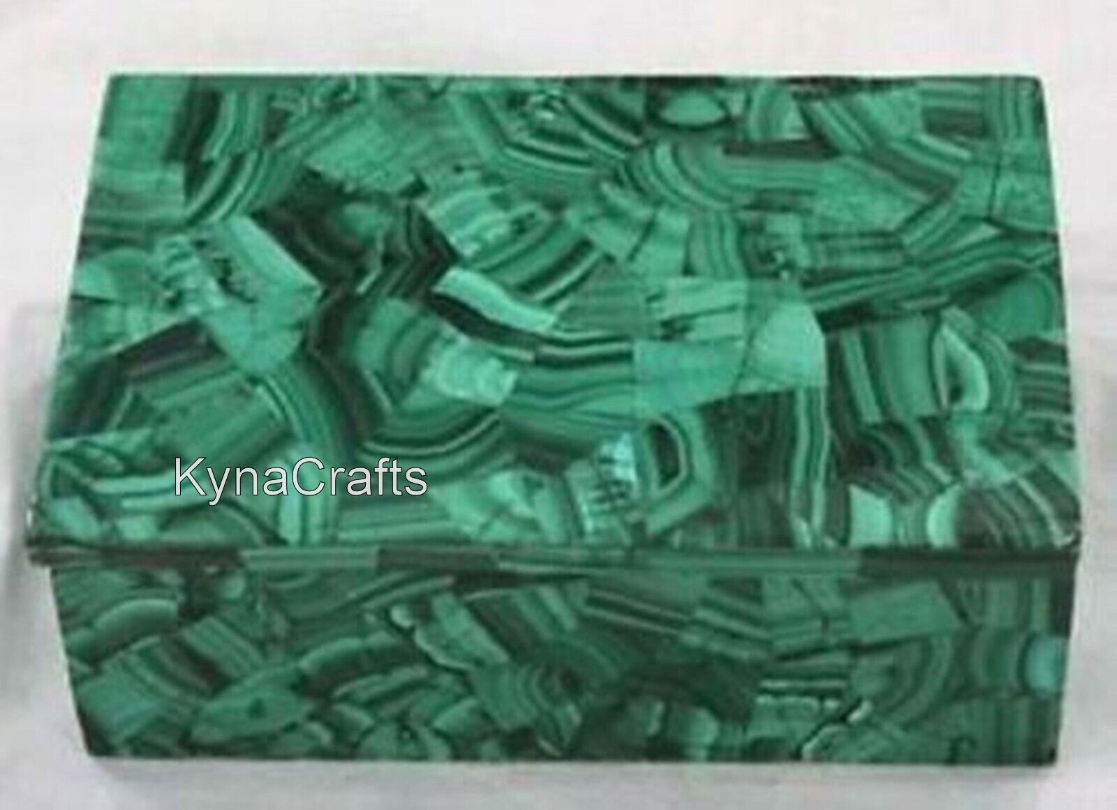 Jewelry Box Overlaid with Malachite Stone White Marble Giftable Box for Diwali