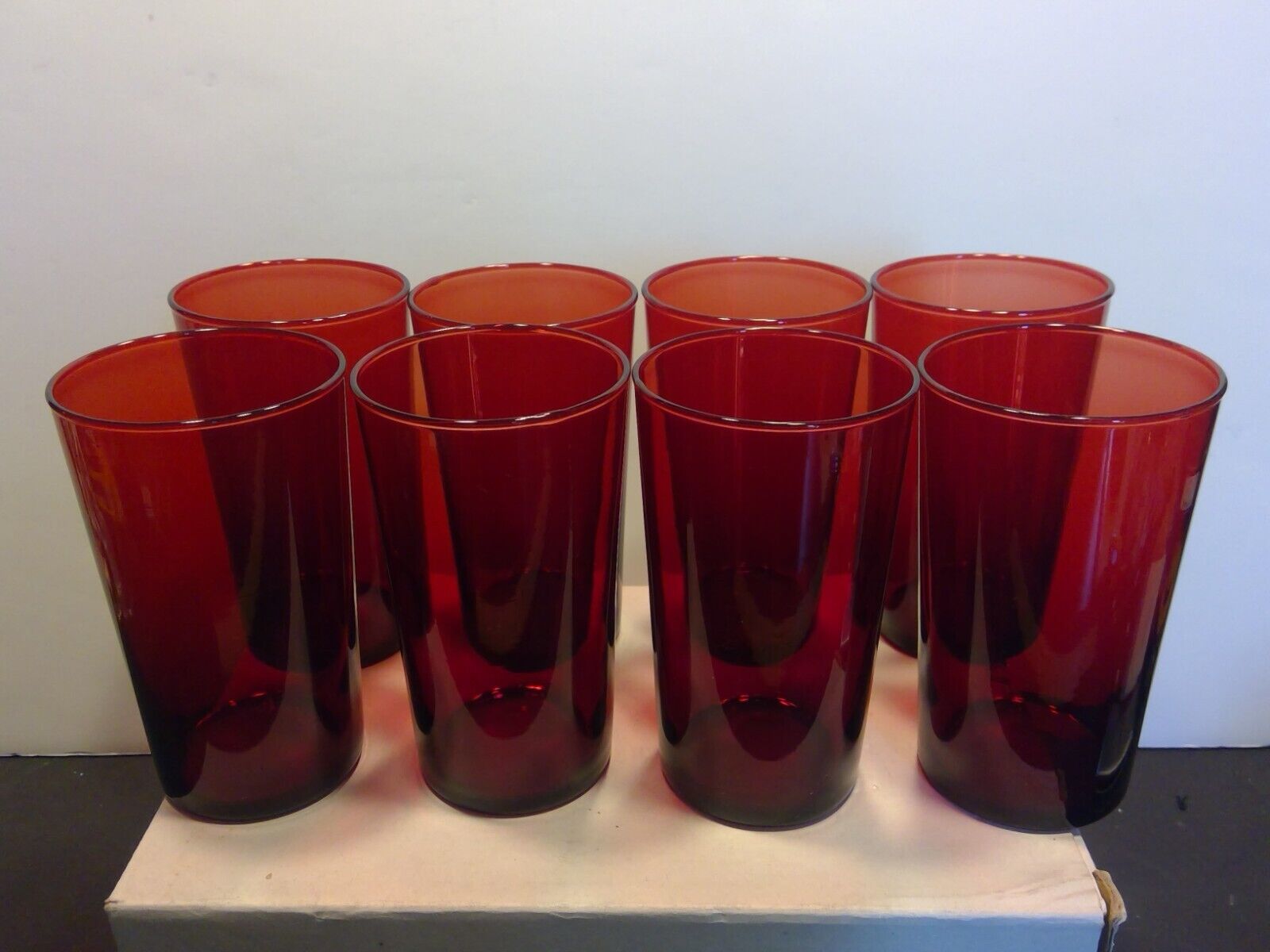 Set of 8 Vintage Anchor Hocking Ruby Red Glass 4 3/4\