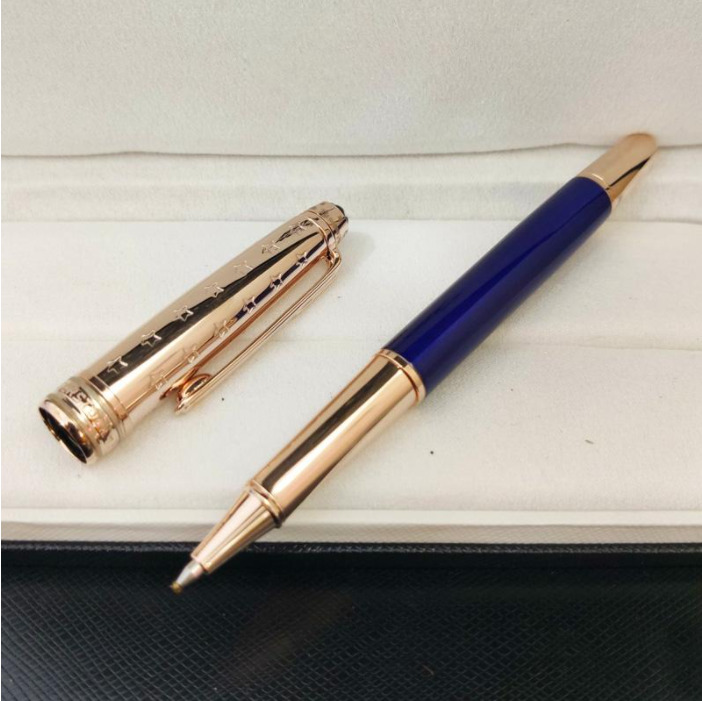 Luxury Metal 163 Prince Series Blue + Gold Color 0.7mm Rollerball Pen