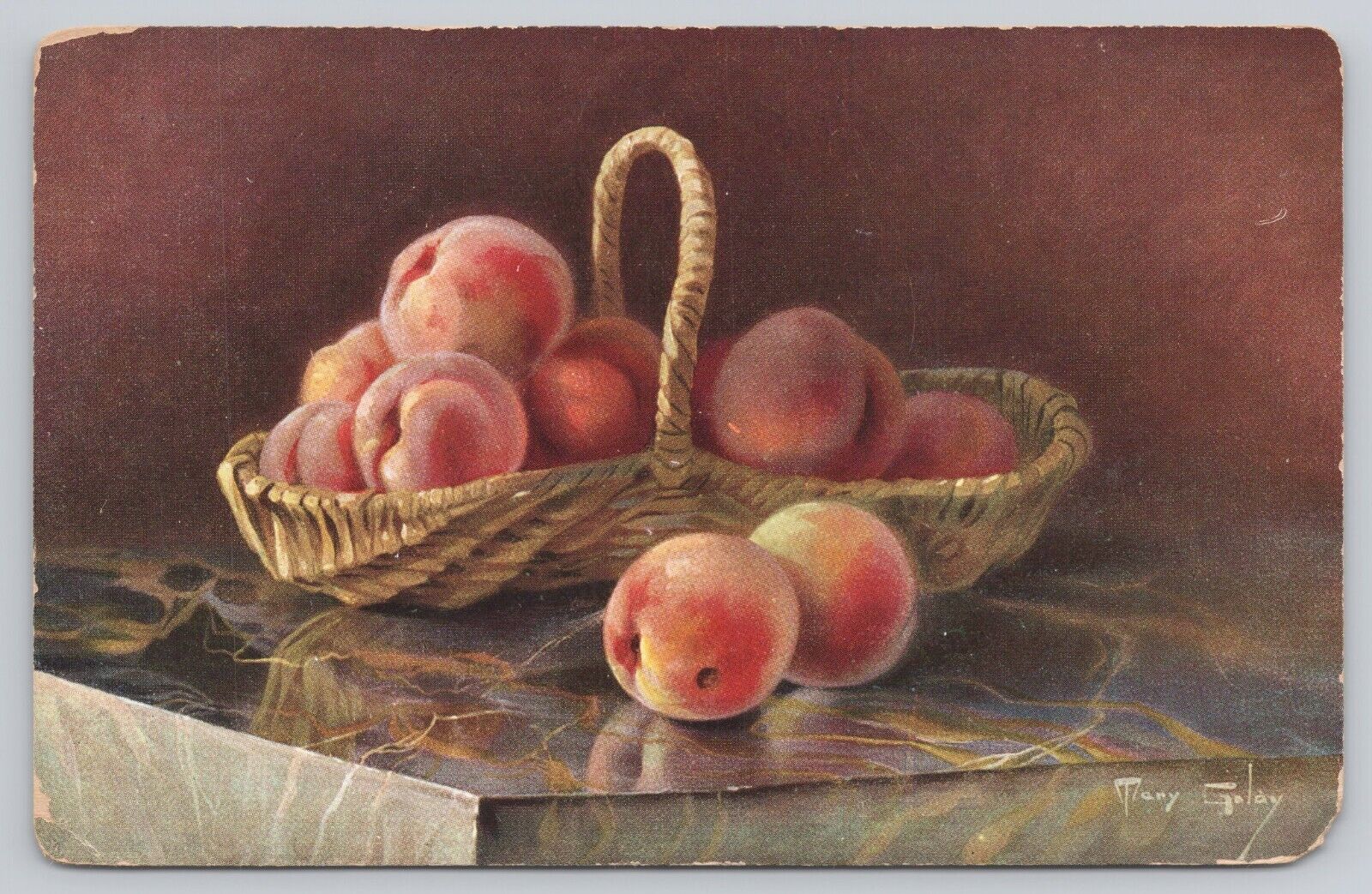 Vtg Post Card Fruit Basket Painting Tary Golay C302