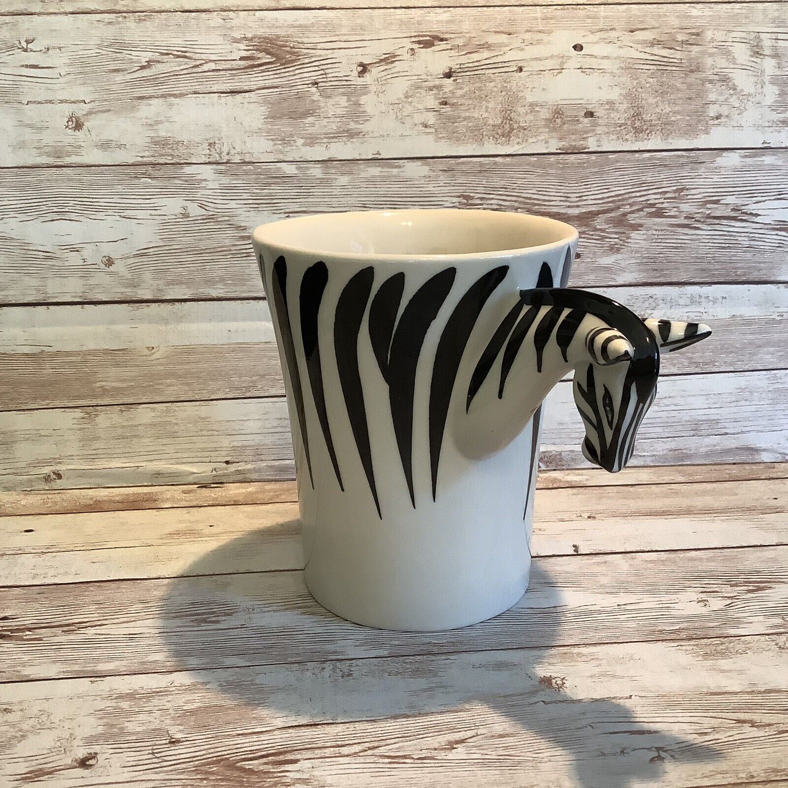 Pier 1 Zebra 3D Figural Stoneware Mugs Safari Animal Coffee Mug ~ Great Cond