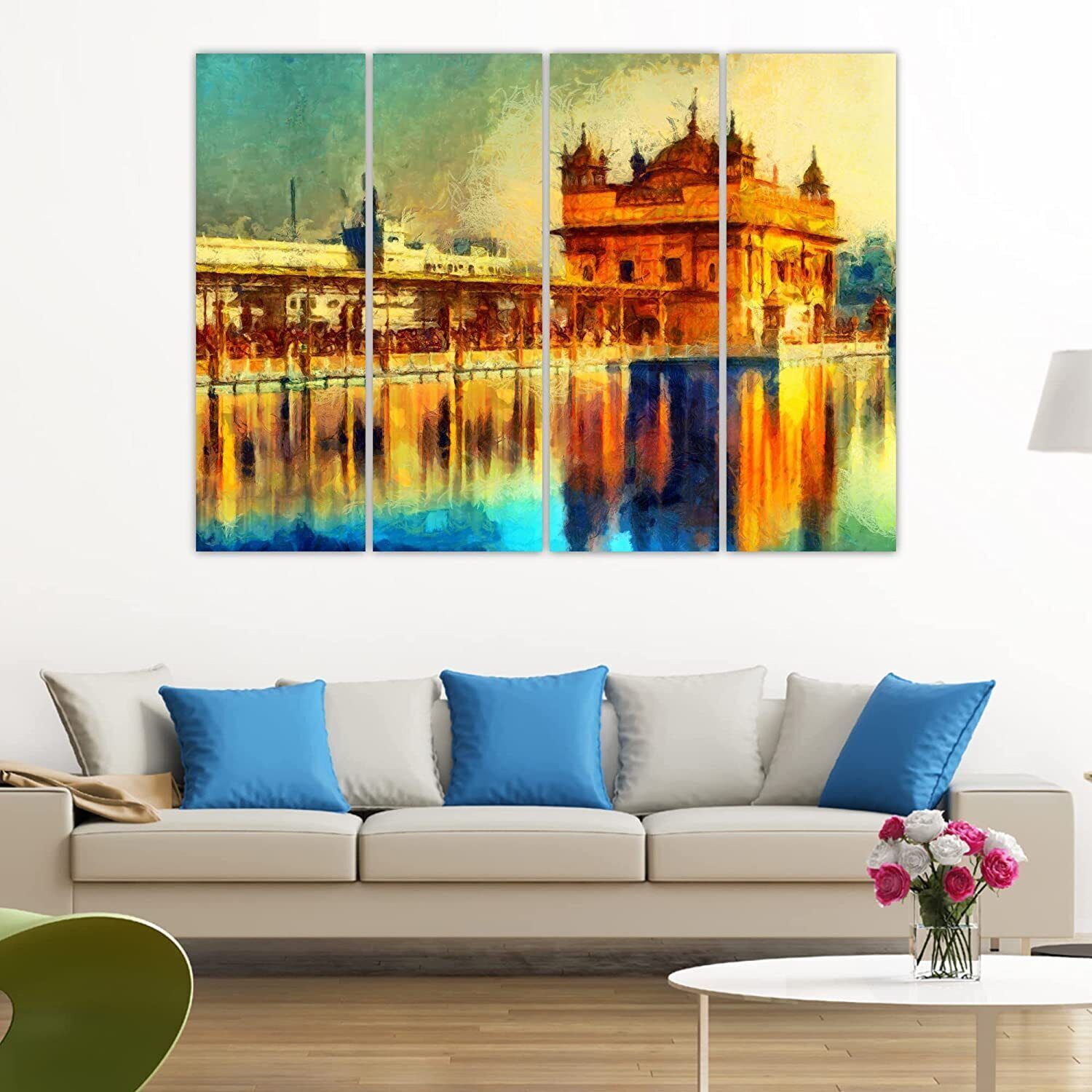 Indian Traditional Golden Temple Wall Painting For Home Decor