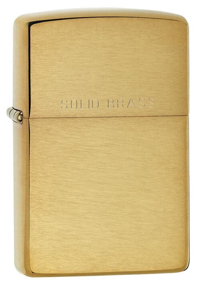 Zippo 204, Classic Brushed Solid Brass Finish Lighter, Full Size