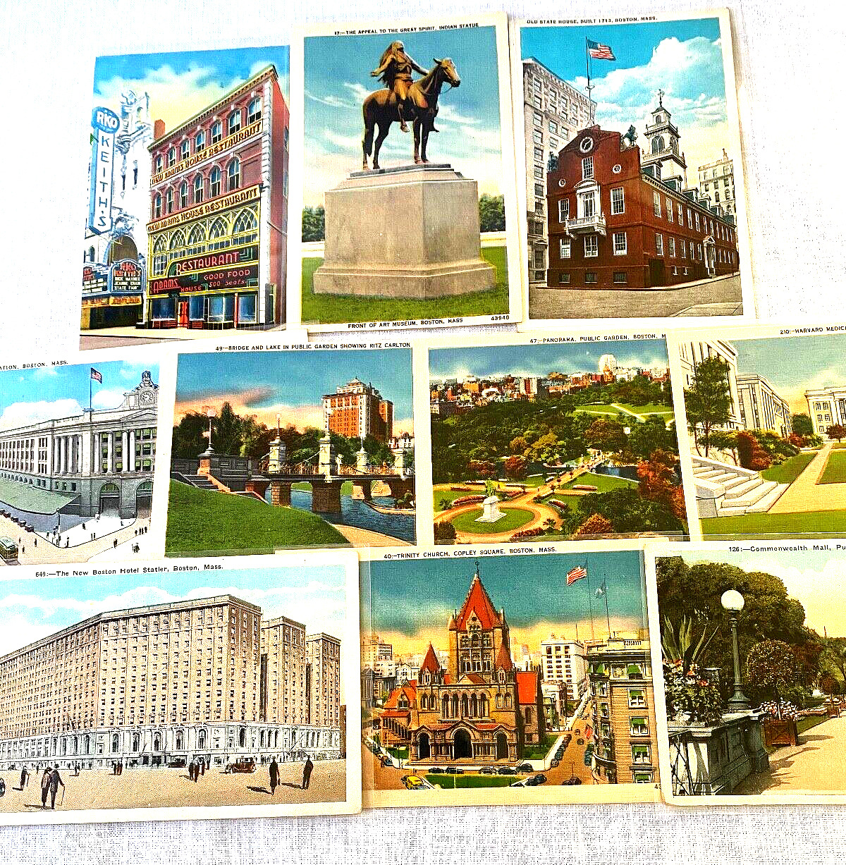 Vintage Postcards of Boston, MA - Lot of Ten
