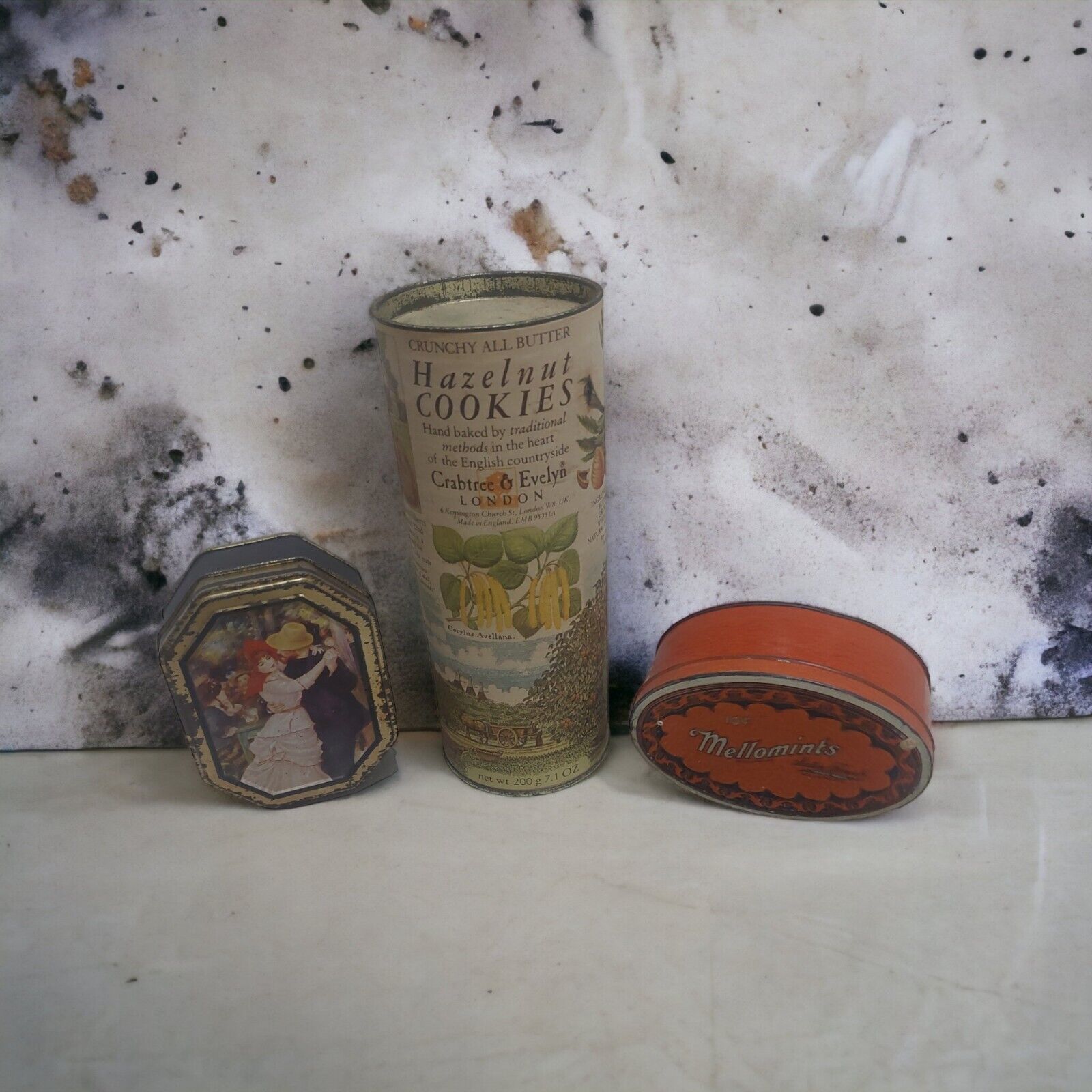 Lot of 3 Vintage 1970s Collectible Snack Tins Crabtree Mellomints GUC