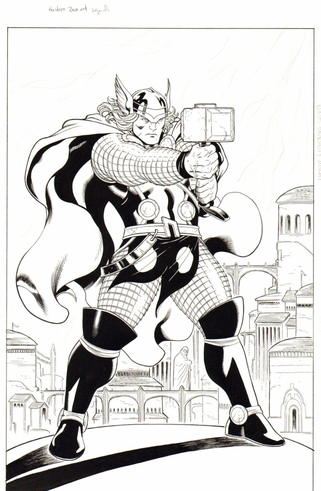 Ed McGuinness Marvel Legends THOR Original Comic Art  11X17 Box art