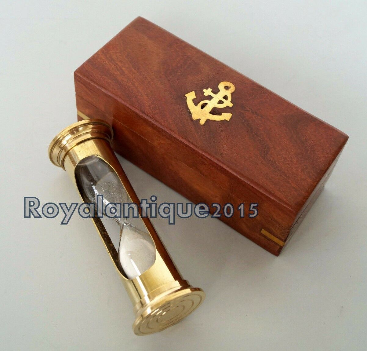 Thanksgiving Day Hour Glass Maritime Golden Finish Antique Sand Timer Wooden Box