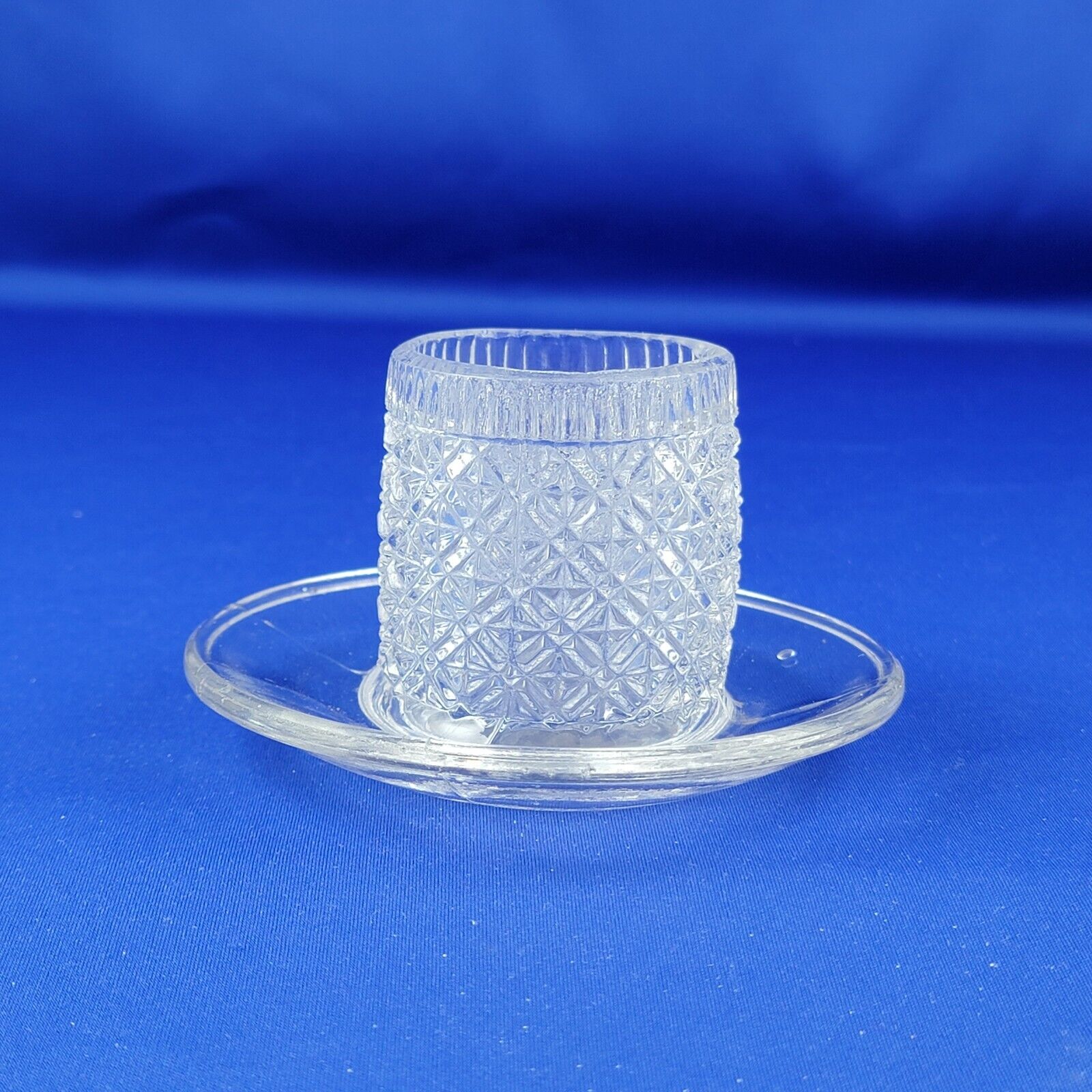EAPG Clear Match Strike Toothpick Holder with Attached Saucer for Used Sticks.