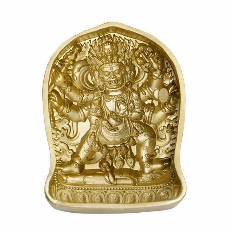 L# Copper Six-armed black Mahakala tsatsa mould Gonpo Buddha statue Rub mold