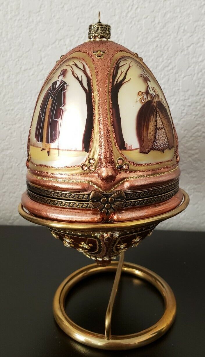Mostowski Komozja Glass Egg Ornament With Carriage Made in Poland LTD 358/1000