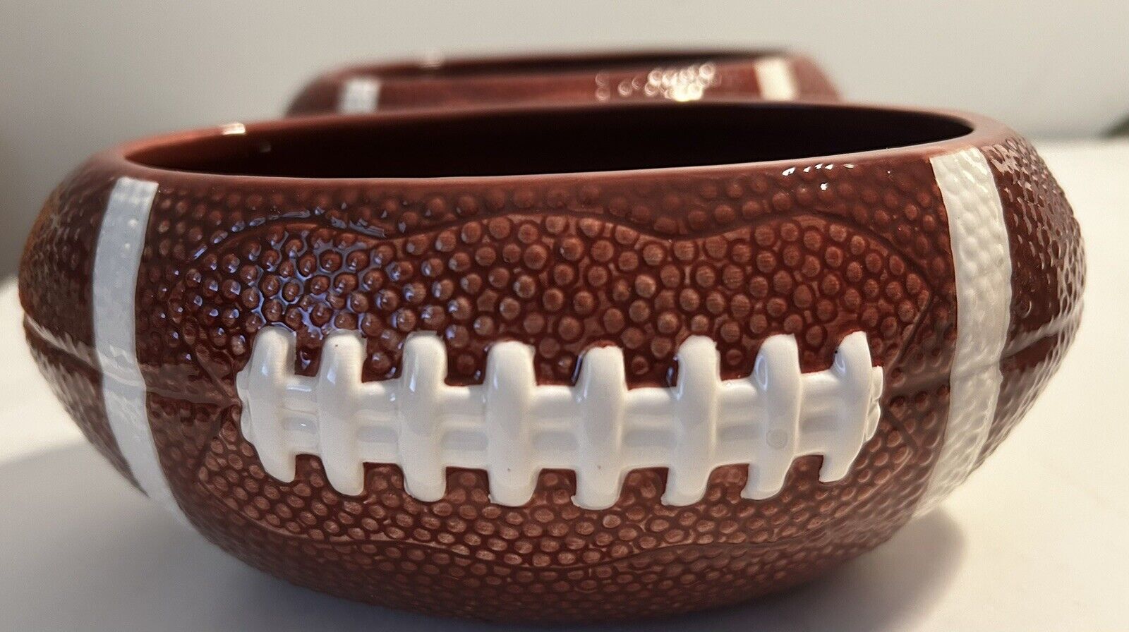 2 Ceramic Football Planter’, Serving Dish, Candy Dish  7in  Length, 3 In Height
